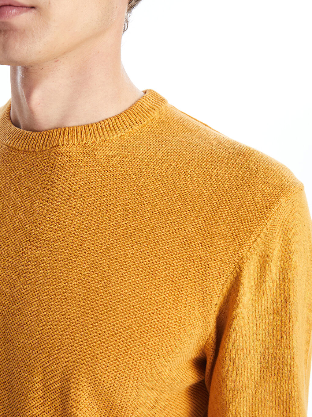 Crew Neck Long Sleeve Men's Tricot Sweater-2