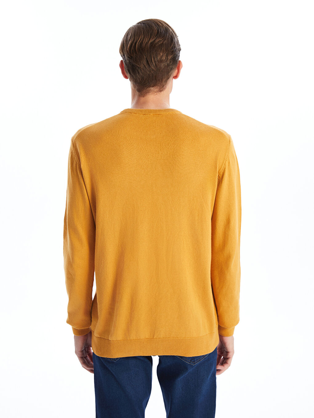 Crew Neck Long Sleeve Men's Tricot Sweater-3