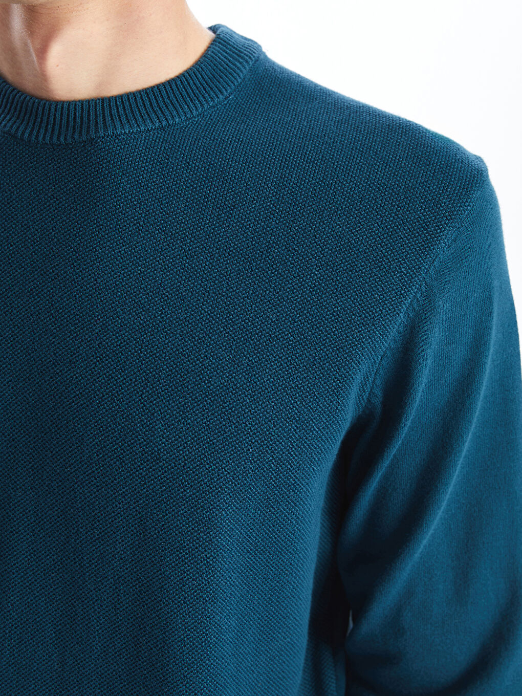 Crew Neck Long Sleeve Men's Tricot Sweater-2