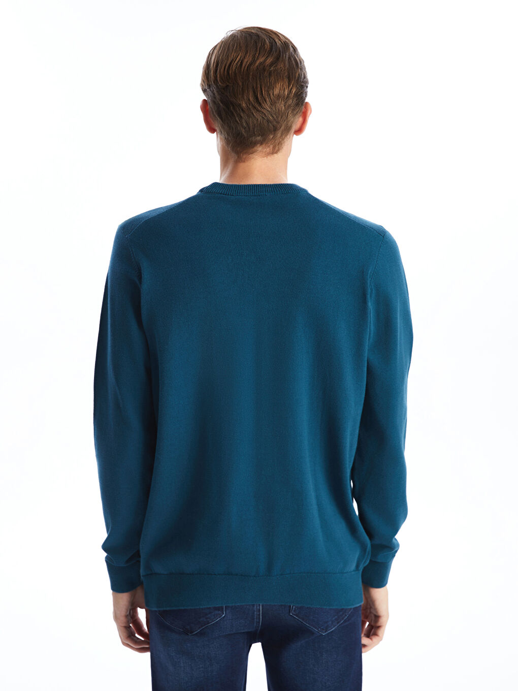 Crew Neck Long Sleeve Men's Tricot Sweater-3
