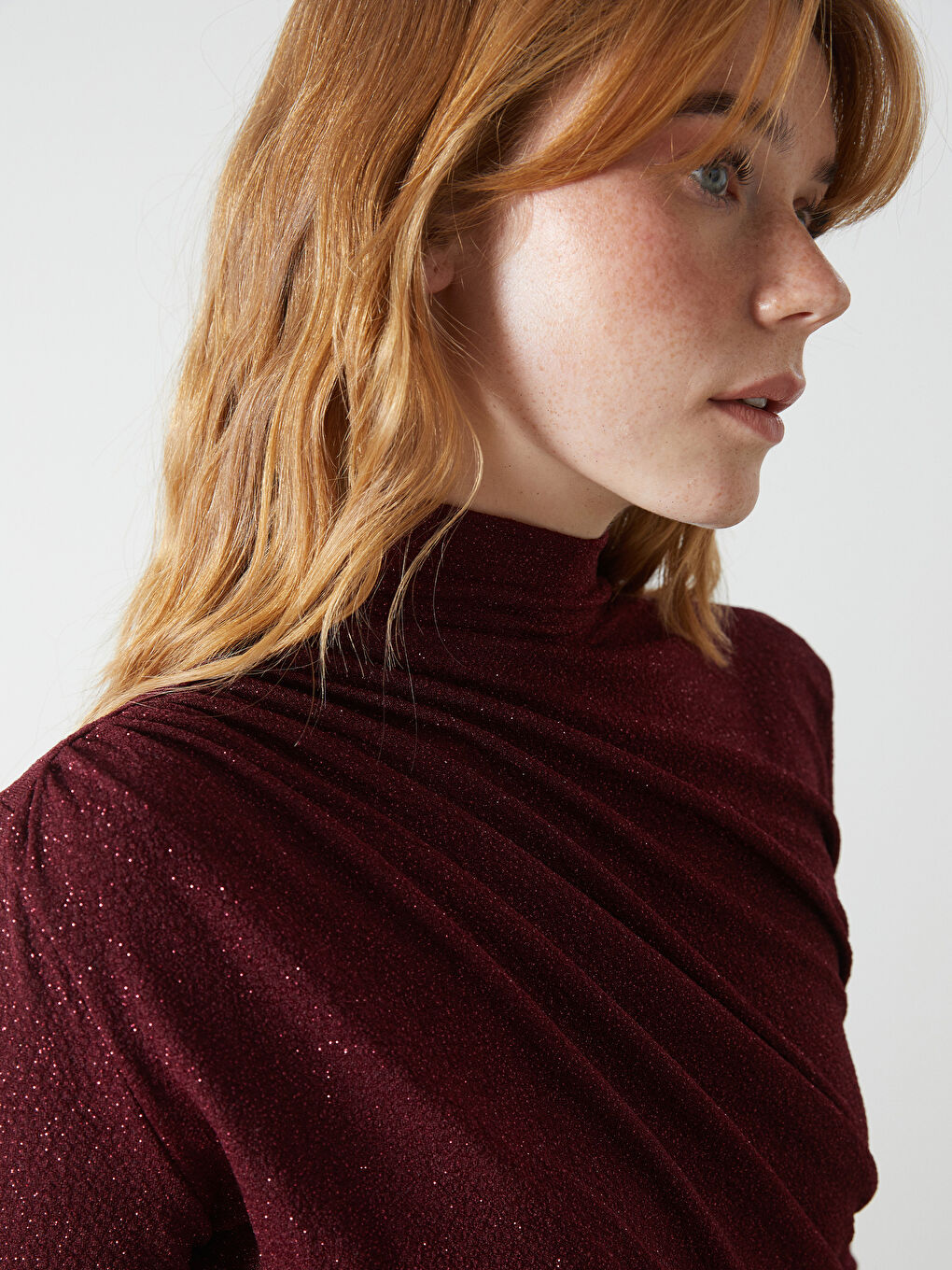 Funnel Neck Shiny Looking Dress-1