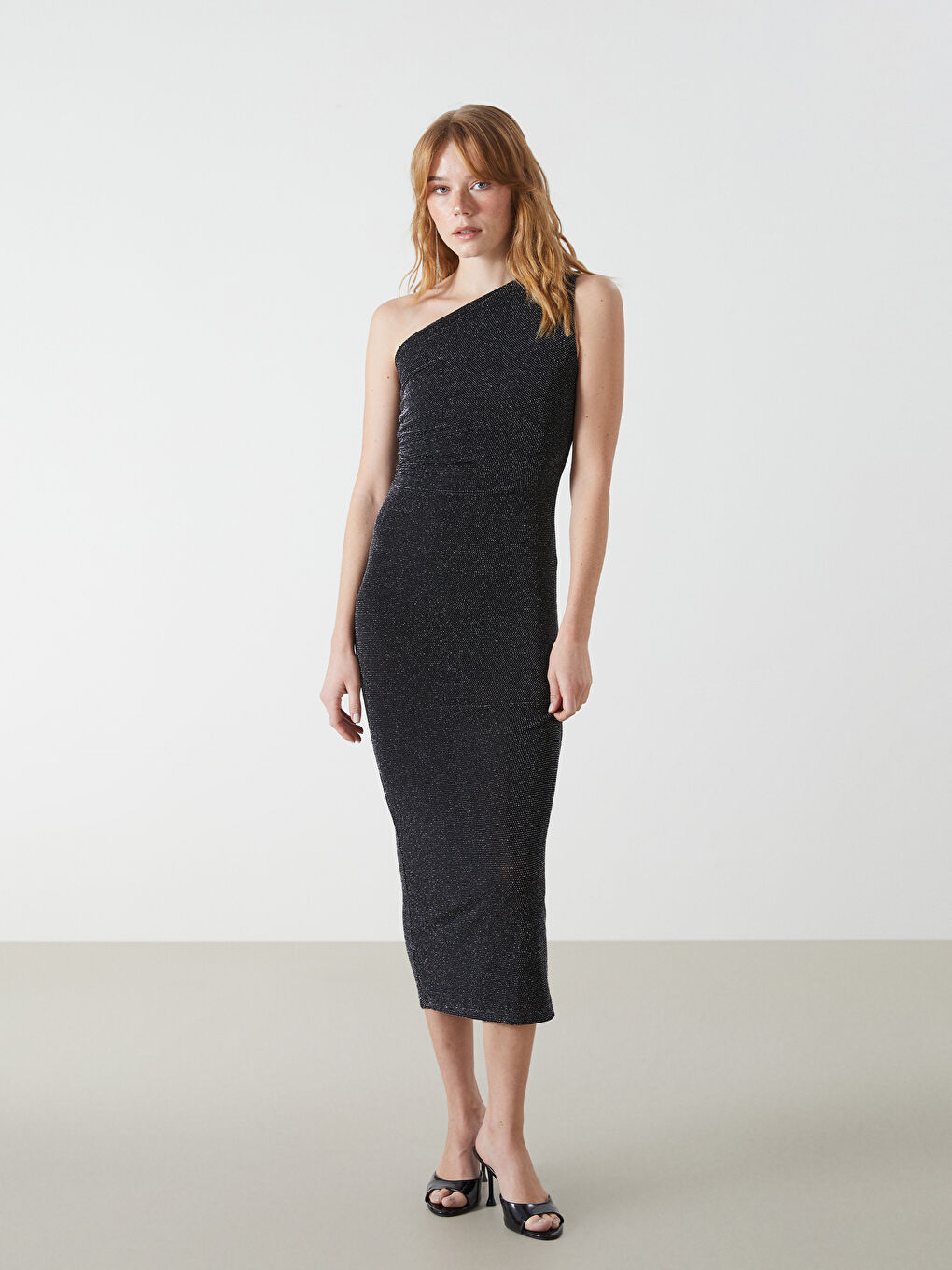 LCWAIKIKI Classic One Shoulder Shiny Look Women's Dress -W4M454Z8-CVL