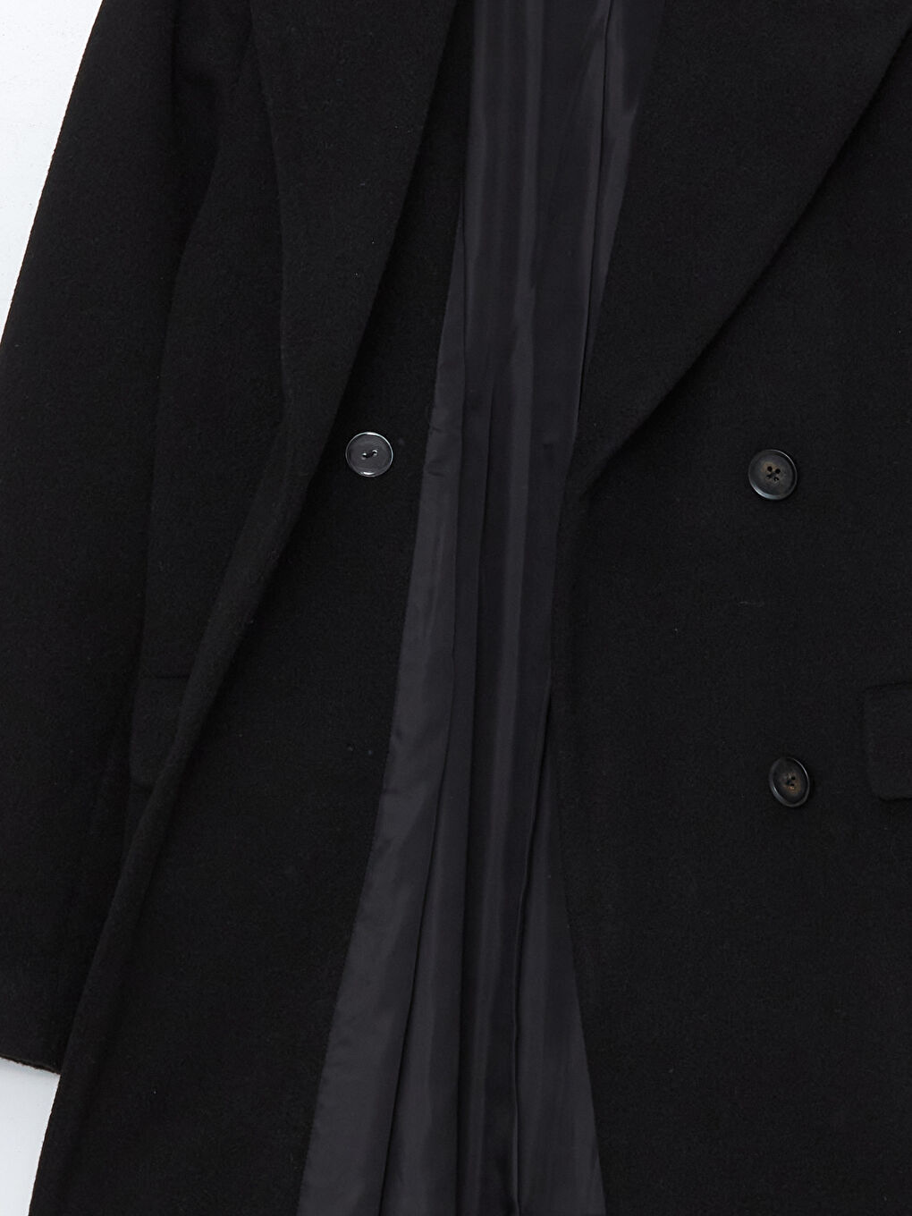 Siyah Ceket Yaka Kadın Kaşe Kaban-11