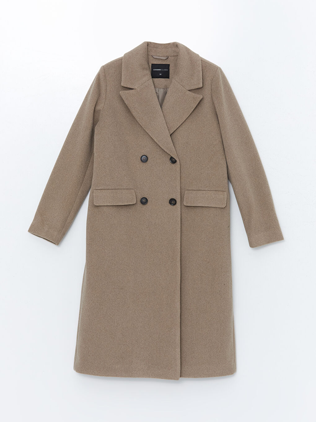 Bej Ceket Yaka Kadın Kaşe Kaban-10