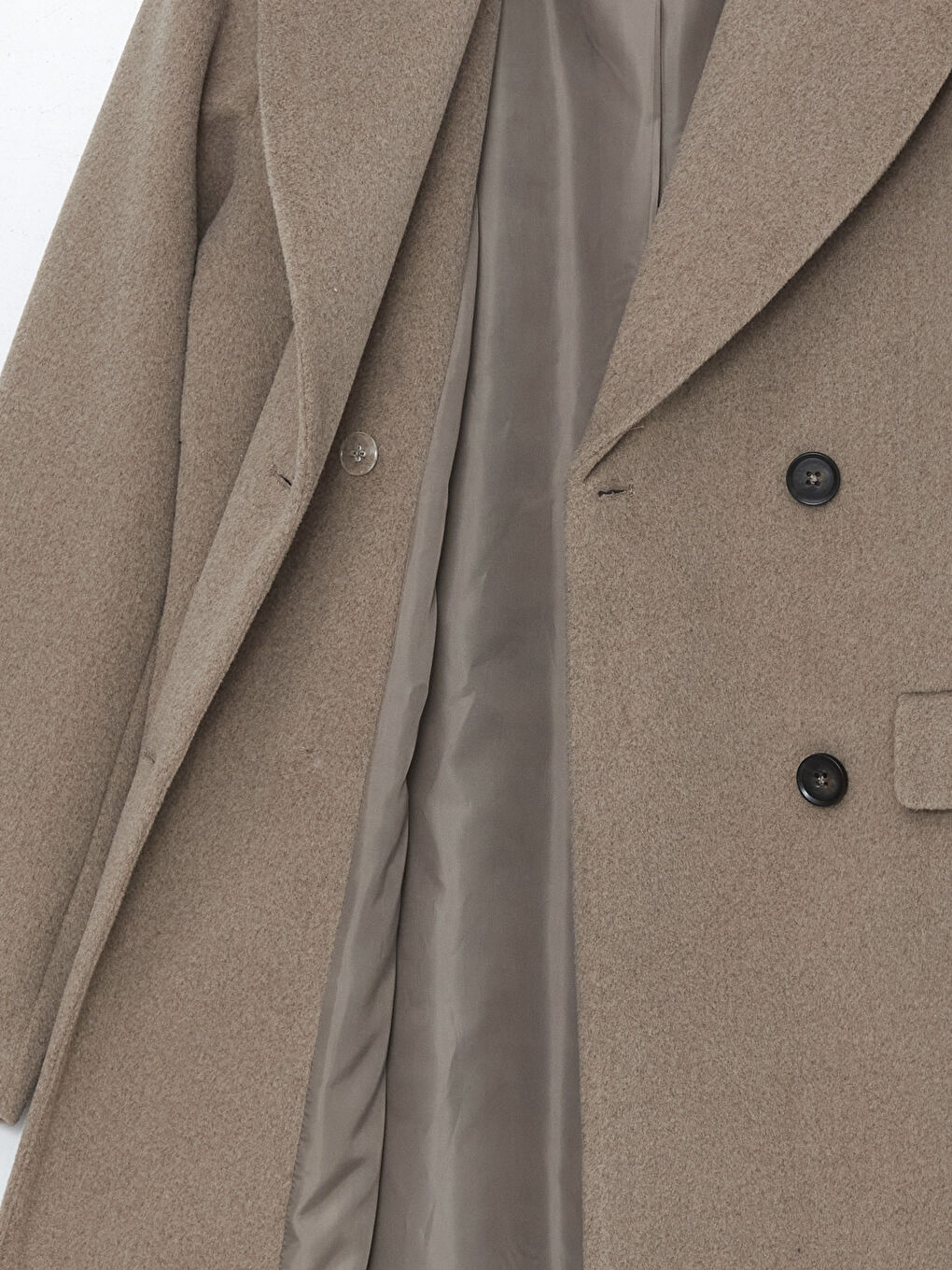 Bej Ceket Yaka Kadın Kaşe Kaban-12