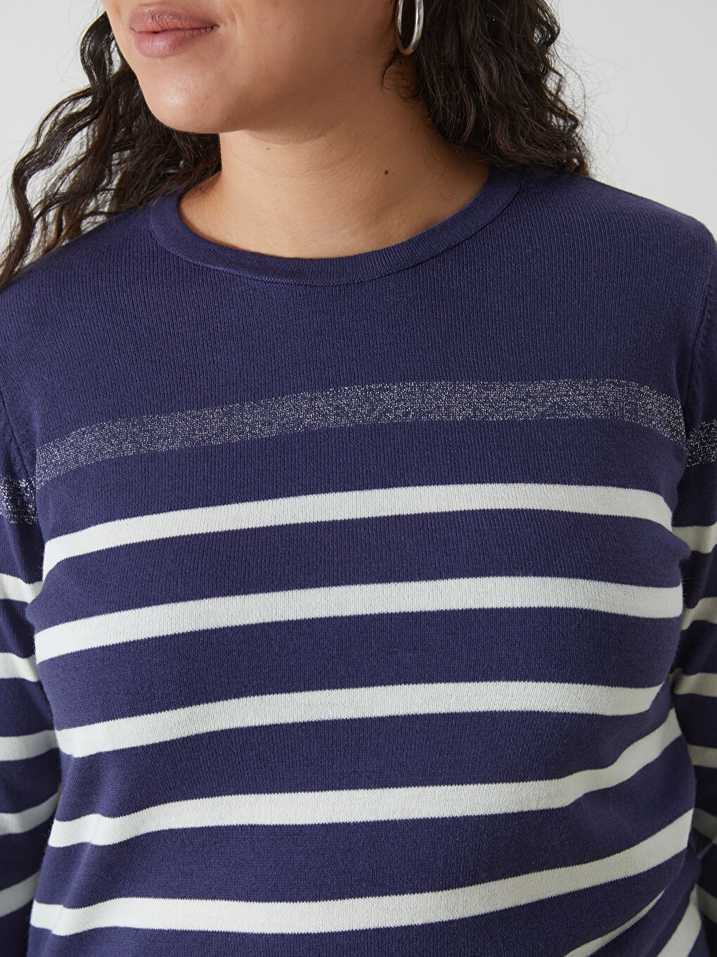 Crew Neck Striped Women's Knitwear Sweater-6