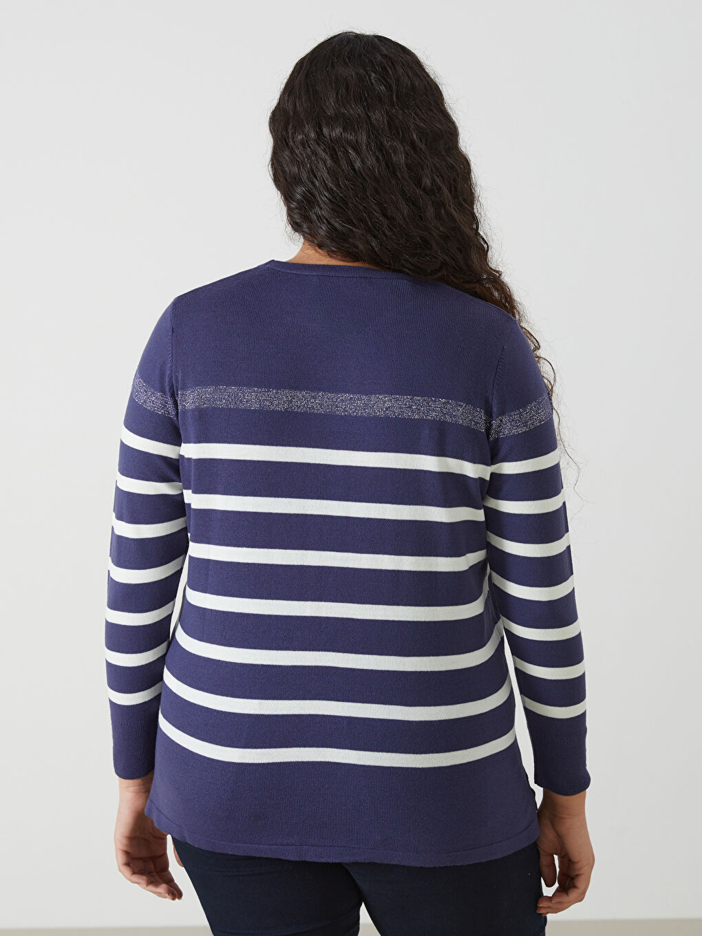 Crew Neck Striped Women's Knitwear Sweater-7