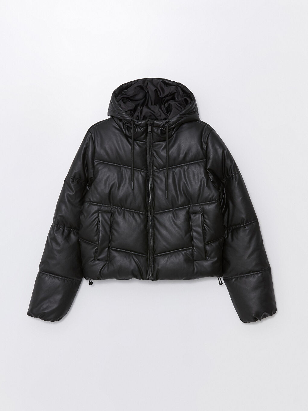 Women's Hooded Plain Puffer Coat-7