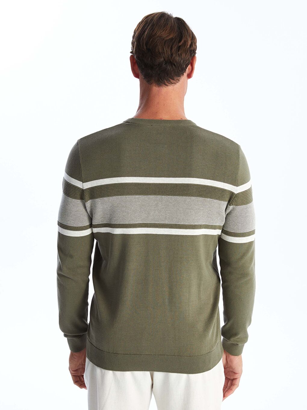 Crew Neck Long Sleeve Men's Tricot Sweater-4