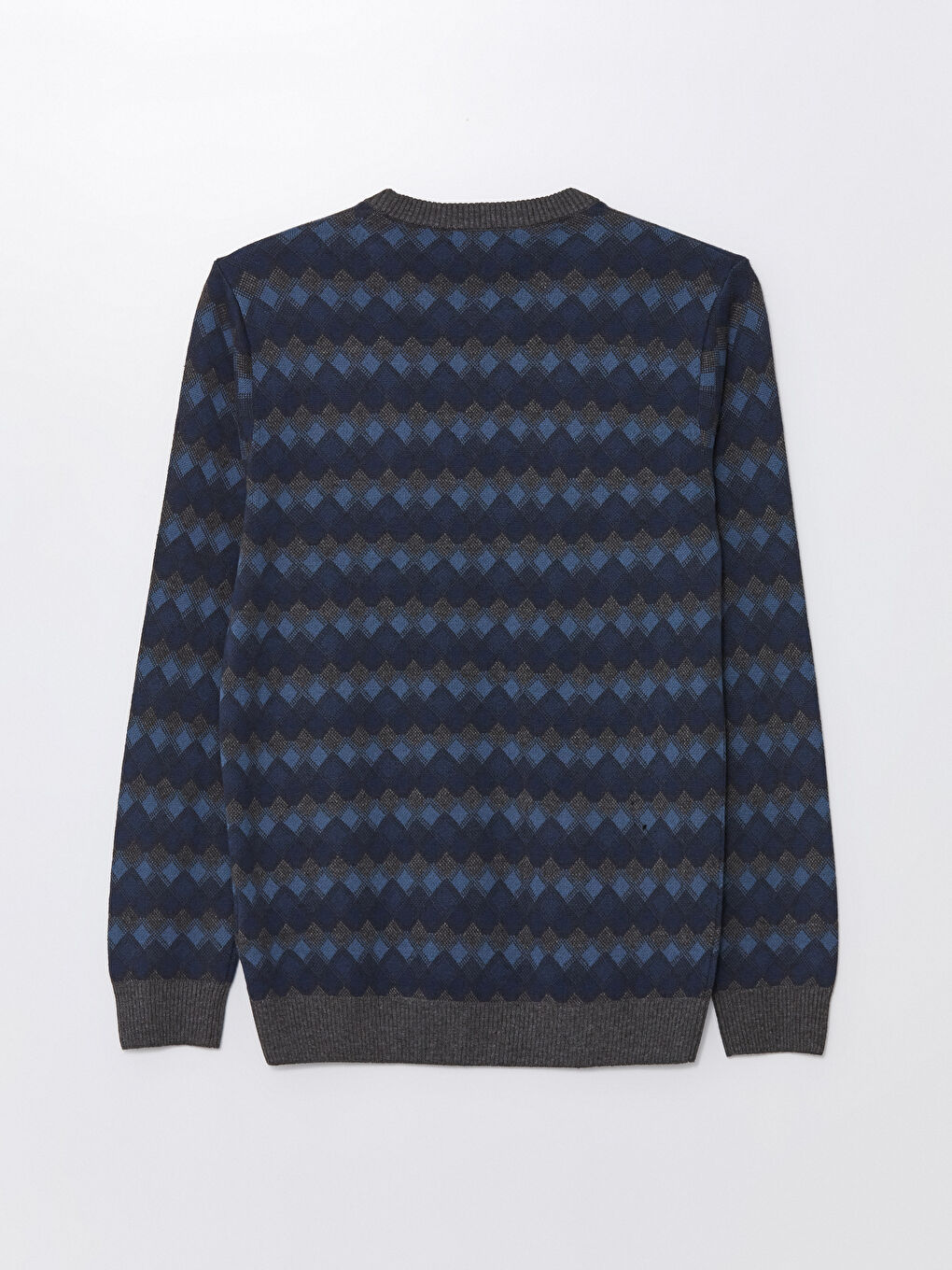 Crew Neck Long Sleeve Patterned Men's Knitwear Sweater-9