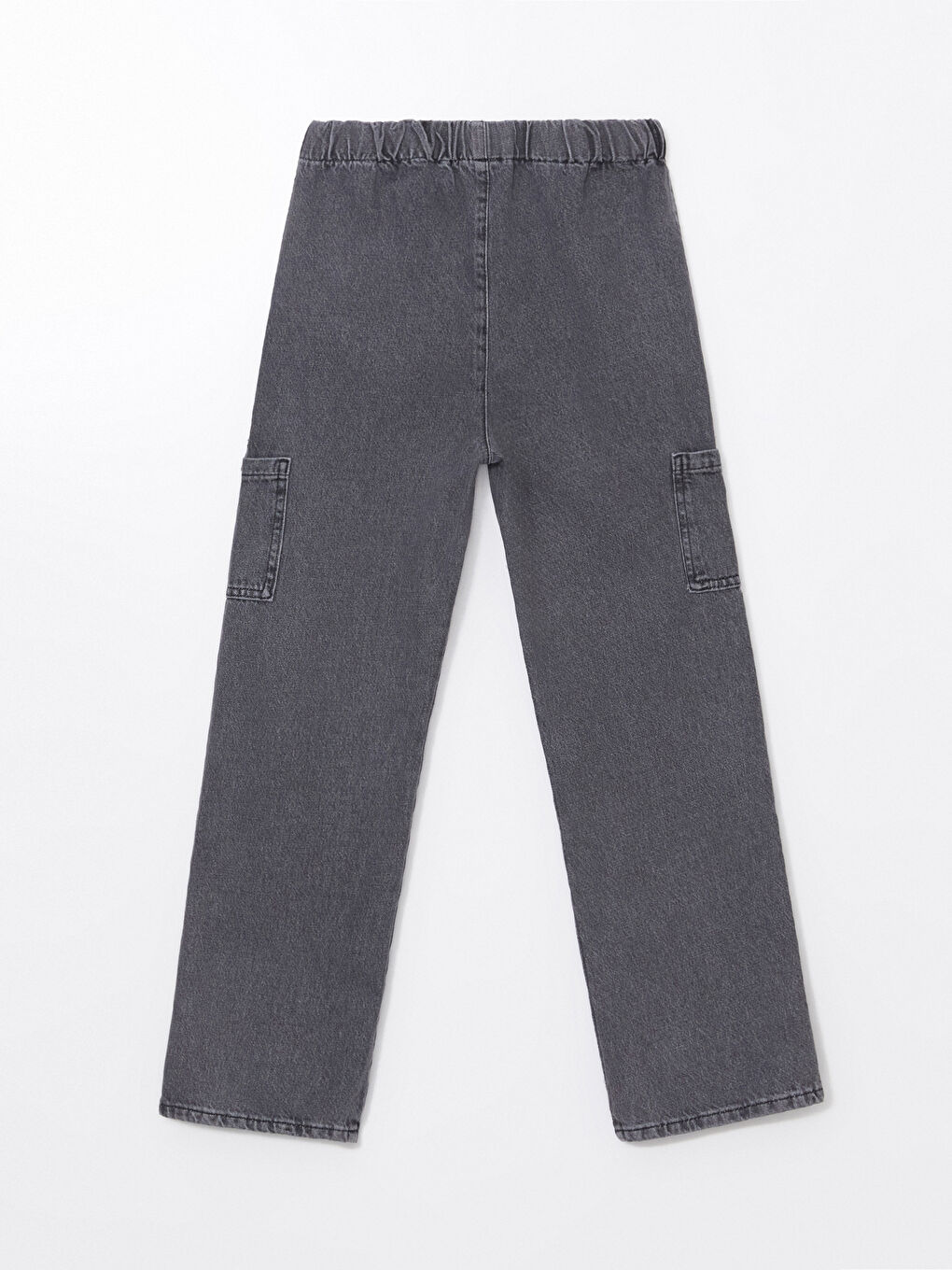 Siyah Loose Fit Kız Çocuk Kargo Jean Pantolon-2