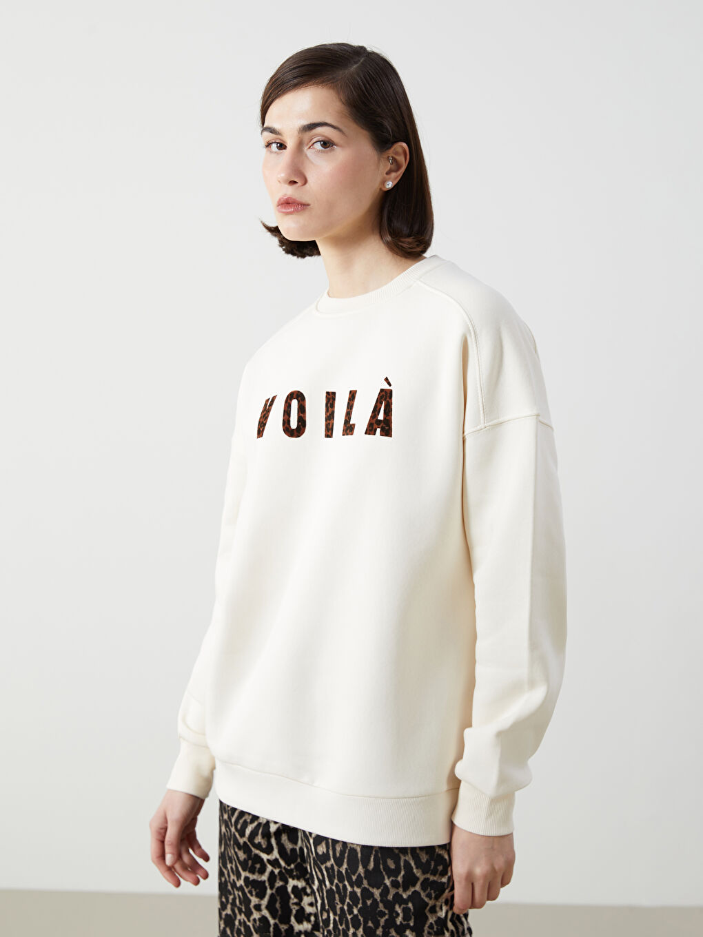 Printed Oversize Women's Thick Sweatshirt -W4M541Z8-FDL