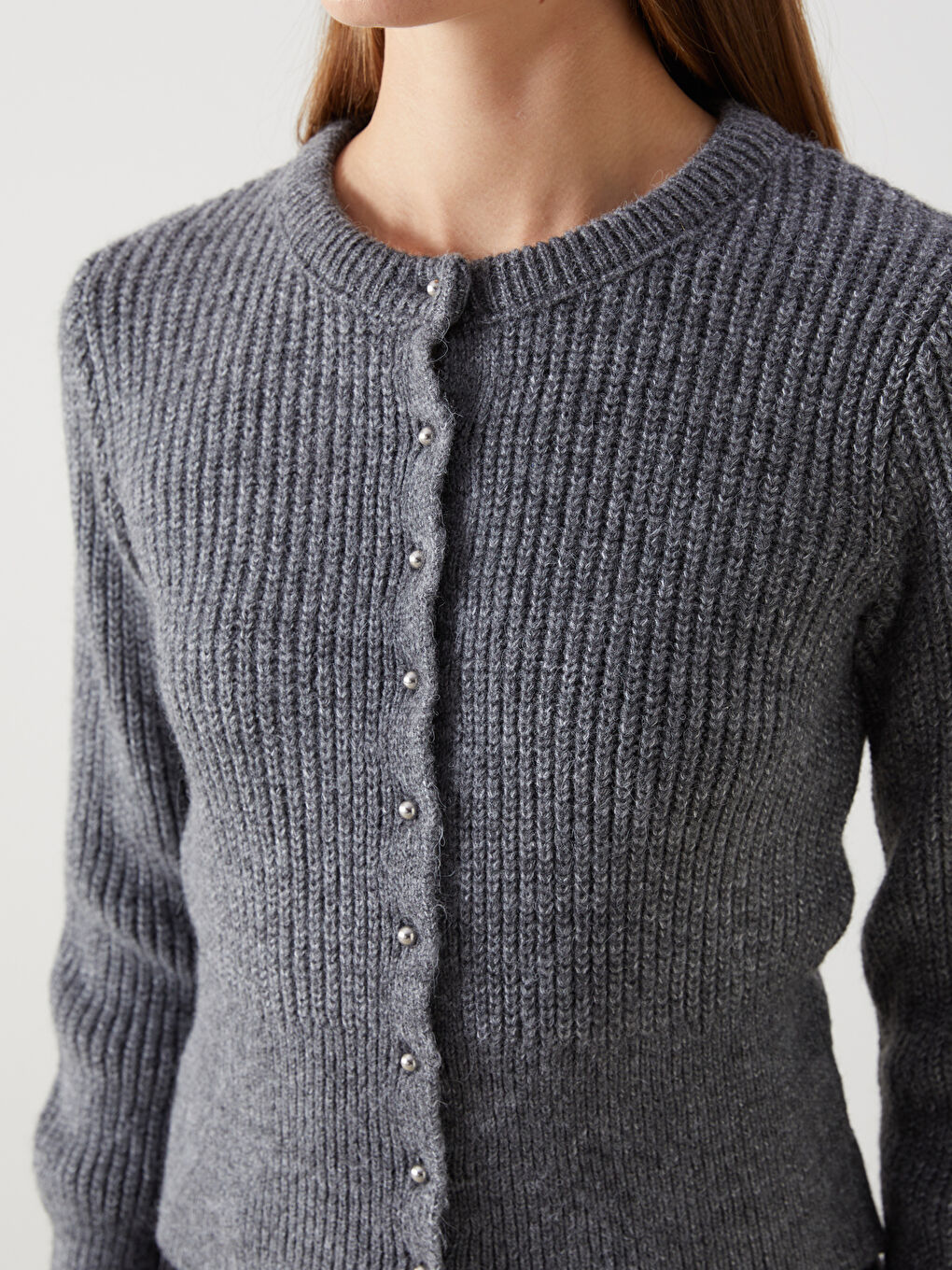 LCW Vision Crew Neck Women's Knitwear Cardigan -W4M542Z8-EEZ