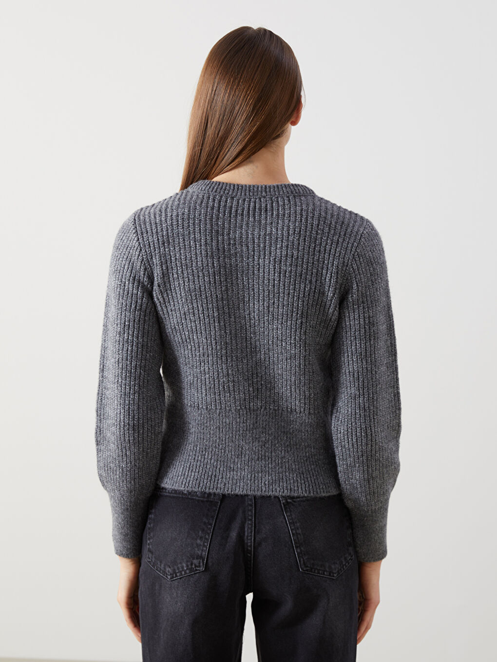LCW Vision Crew Neck Women's Knitwear Cardigan -W4M542Z8-EEZ