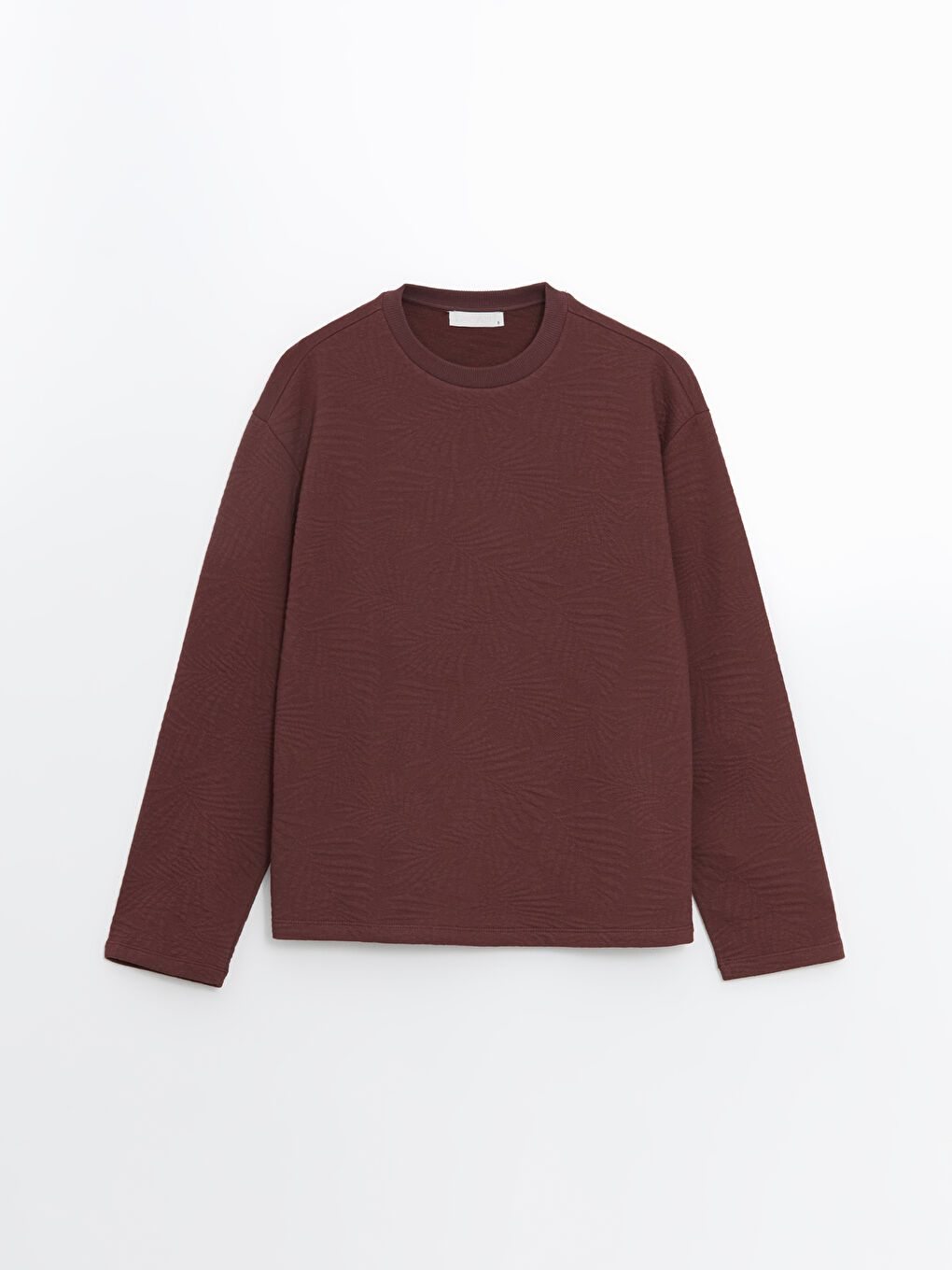 Bordo Bisiklet Yaka Kendinden Desenli Kadın Sweatshirt-4