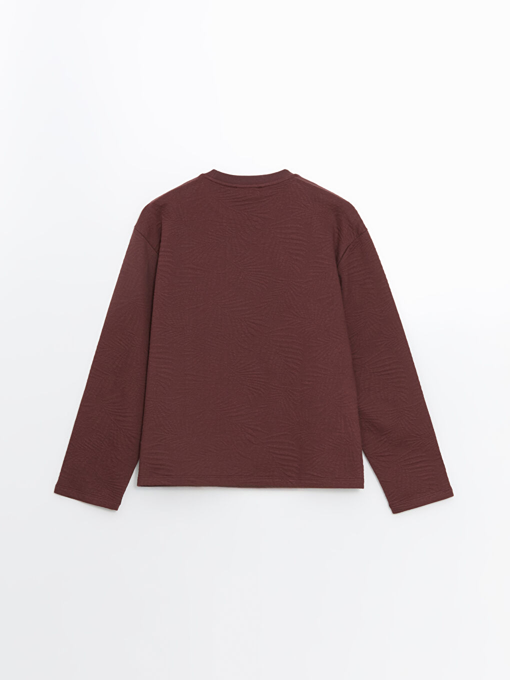 Bordo Bisiklet Yaka Kendinden Desenli Kadın Sweatshirt-5