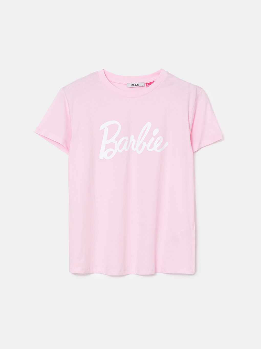 XSIDE Pembe Bisiklet Yaka Barbie Baskılı Kadın Tişört