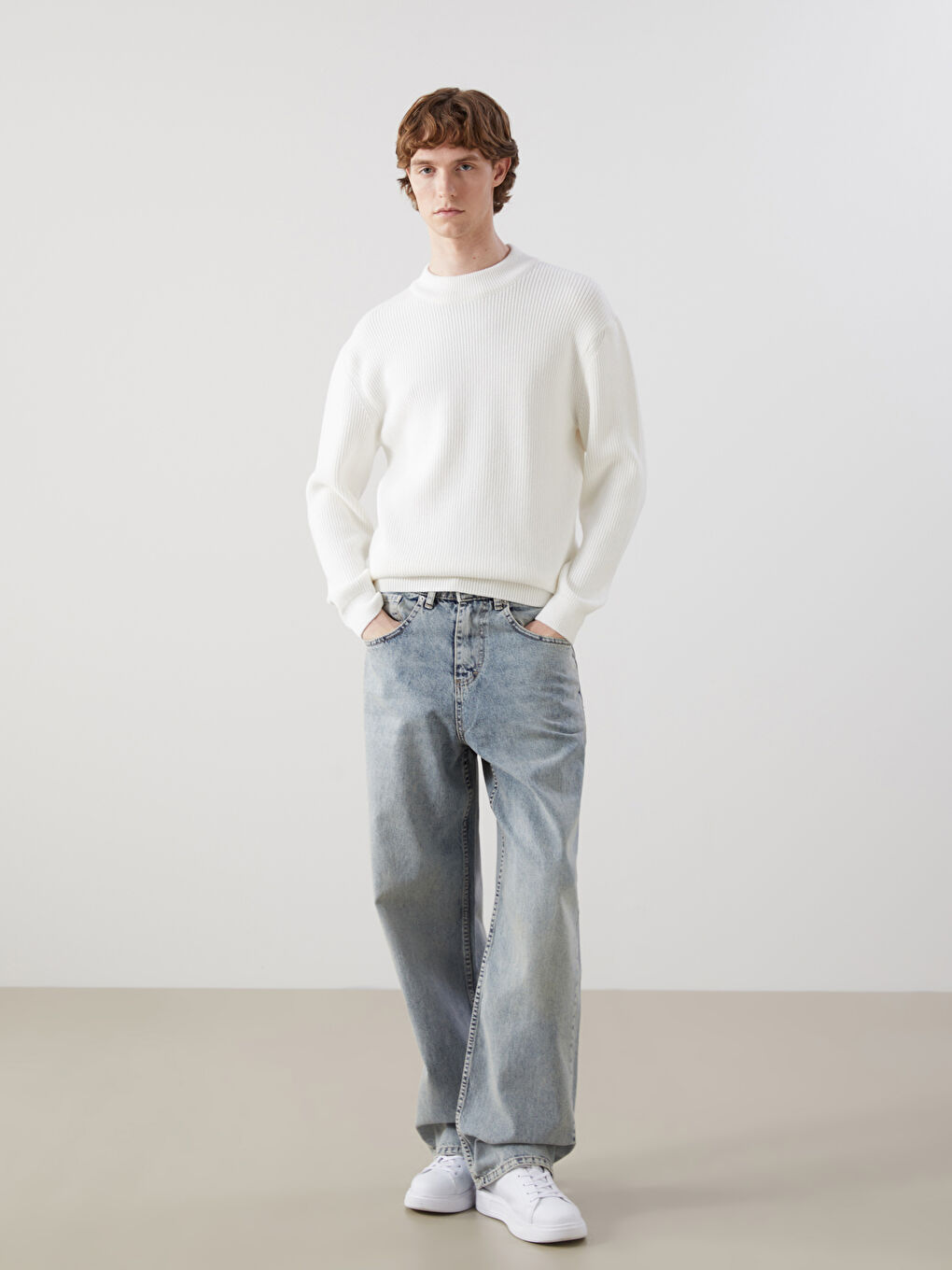 Half Turtleneck Long Sleeve Men's Tricot Sweater -W4M554Z8-JRB