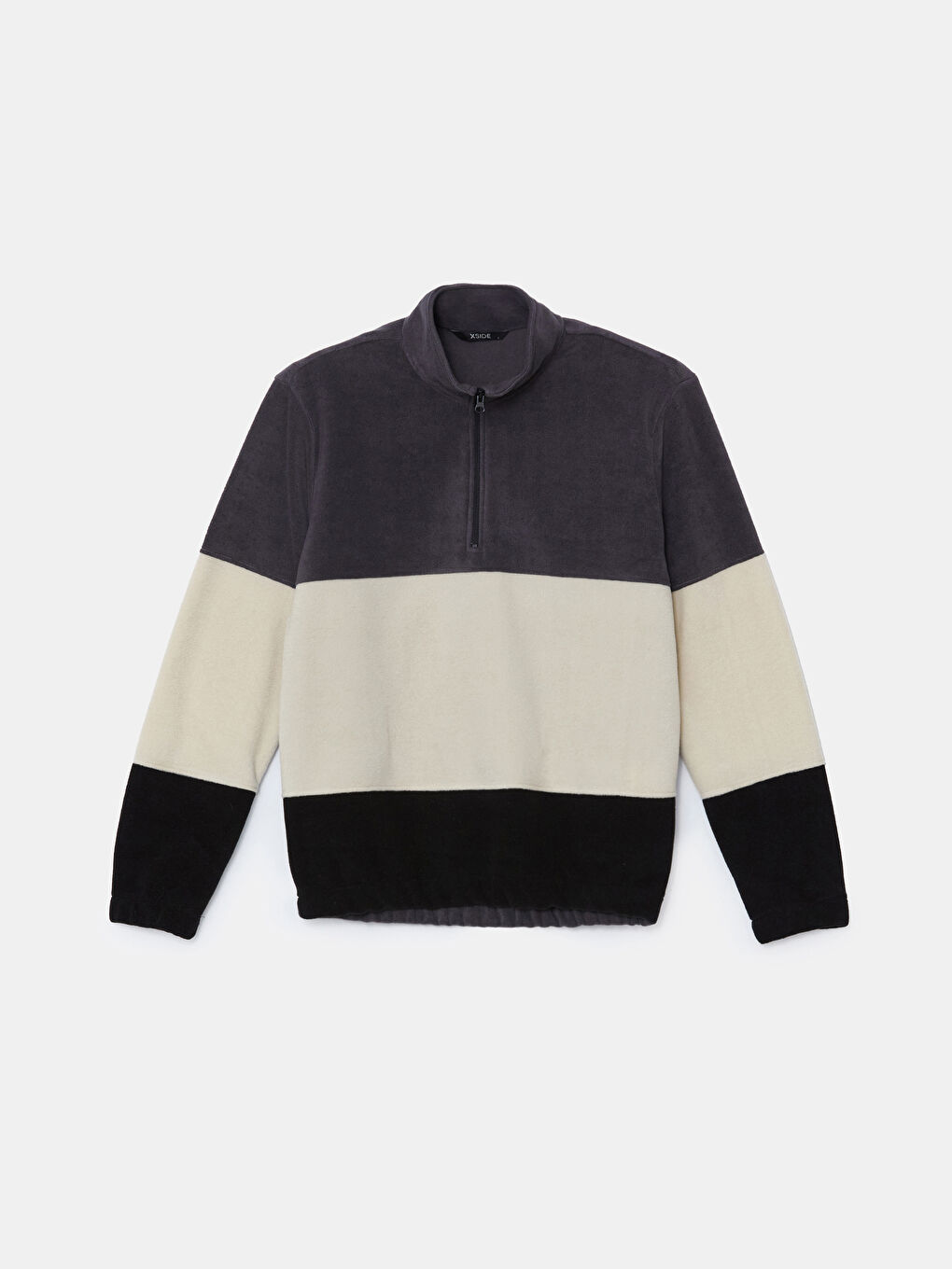 Stand Up Collar Long Sleeve Color Block Fleece Men's Sweatshirt -W4M556Z8-J2B