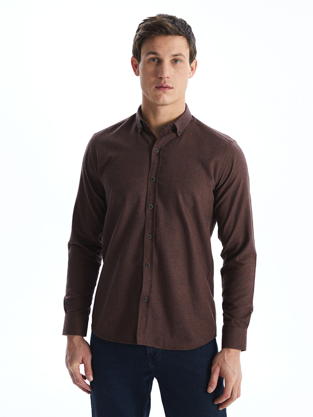 Bordo Regular Fit Uzun Kollu Gabardin Erkek Gömlek