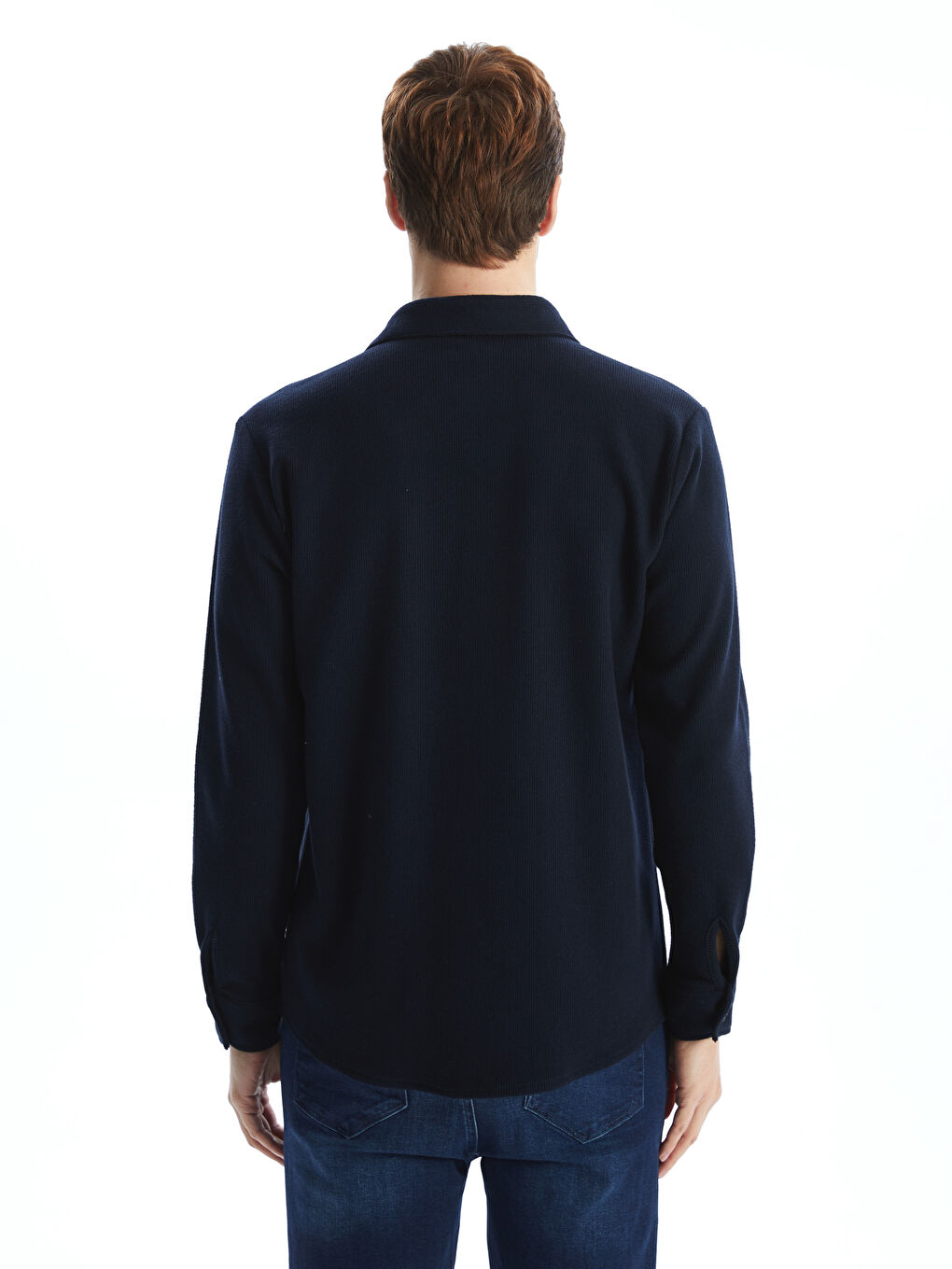 Lacivert Regular Fit Uzun Kollu Gabardin Erkek Gömlek-3