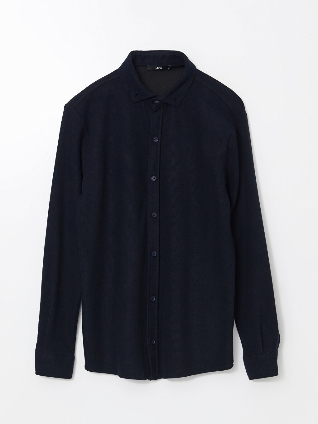 Lacivert Regular Fit Uzun Kollu Gabardin Erkek Gömlek-4