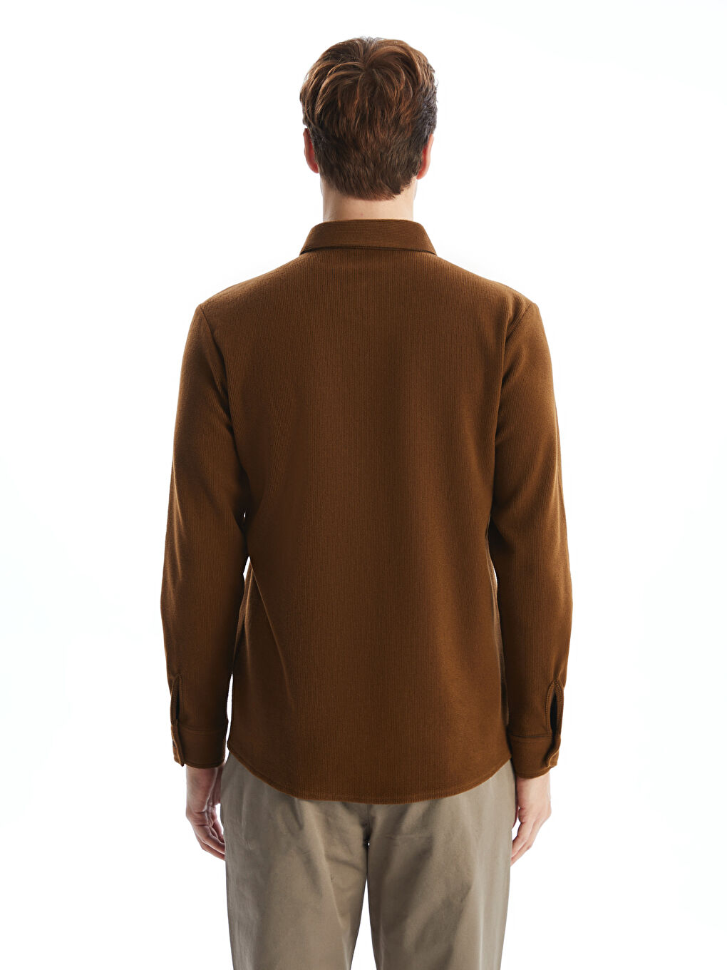Kahverengi Regular Fit Uzun Kollu Gabardin Erkek Gömlek-3