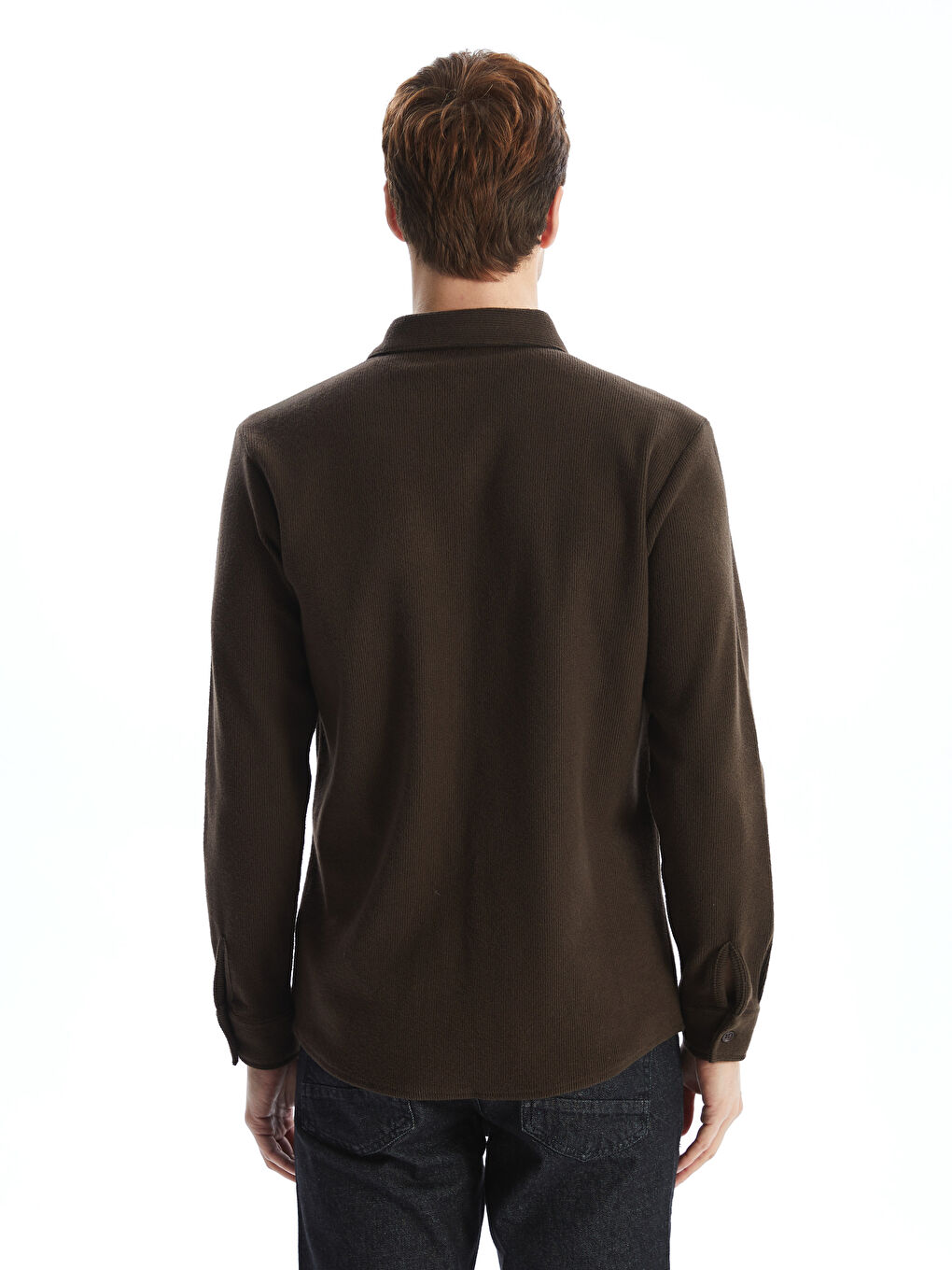 Kahverengi Regular Fit Uzun Kollu Gabardin Erkek Gömlek-3