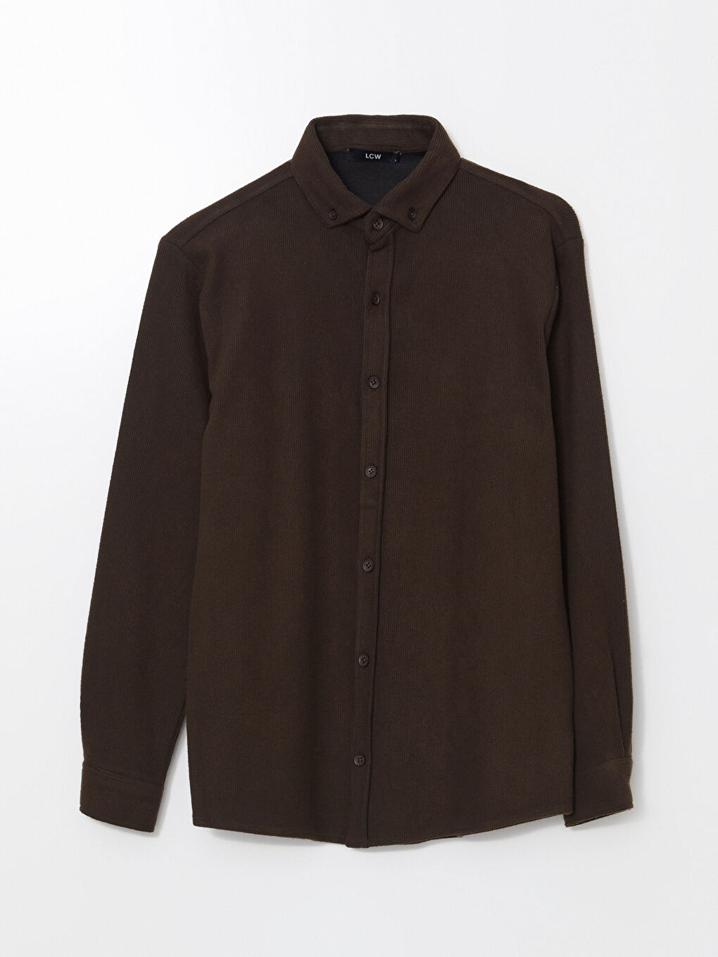 Kahverengi Regular Fit Uzun Kollu Gabardin Erkek Gömlek-4