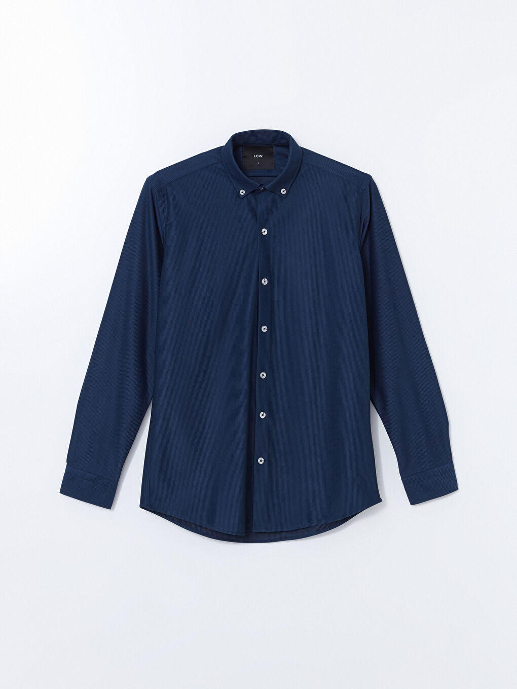 Lacivert Slim Fit Uzun Kollu Kadife Erkek Gömlek-4