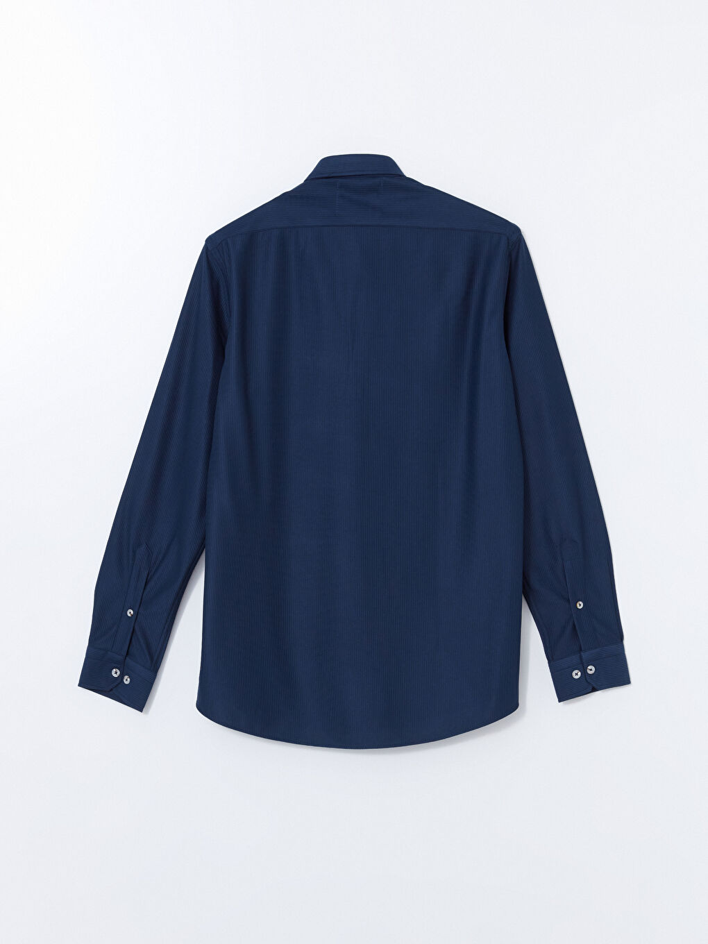 Lacivert Slim Fit Uzun Kollu Kadife Erkek Gömlek-5