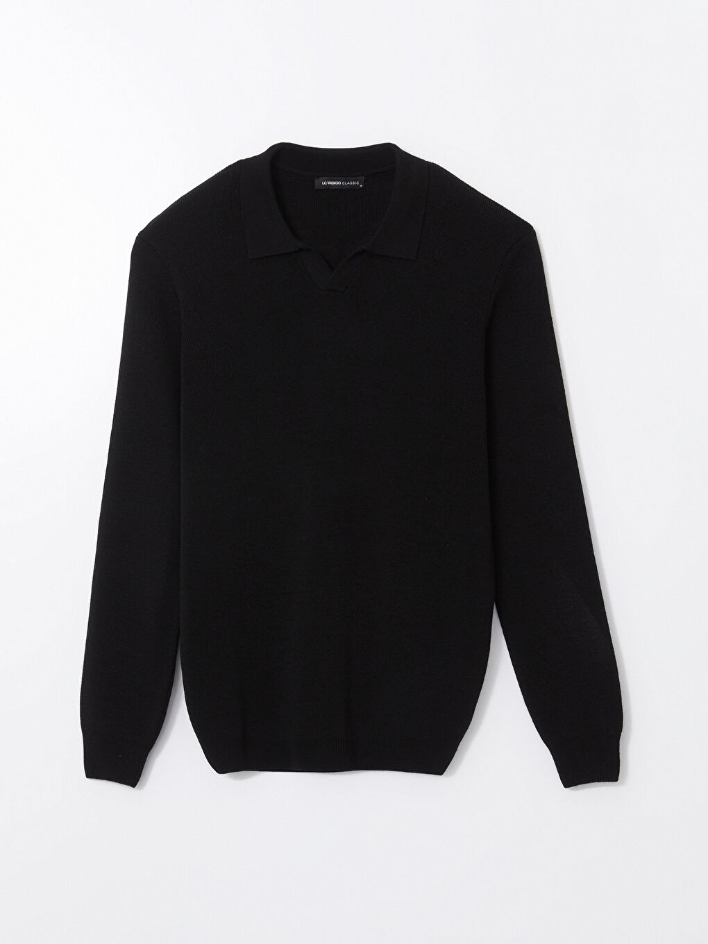 Siyah Polo Yaka Uzun Kollu Erkek Triko Kazak-4