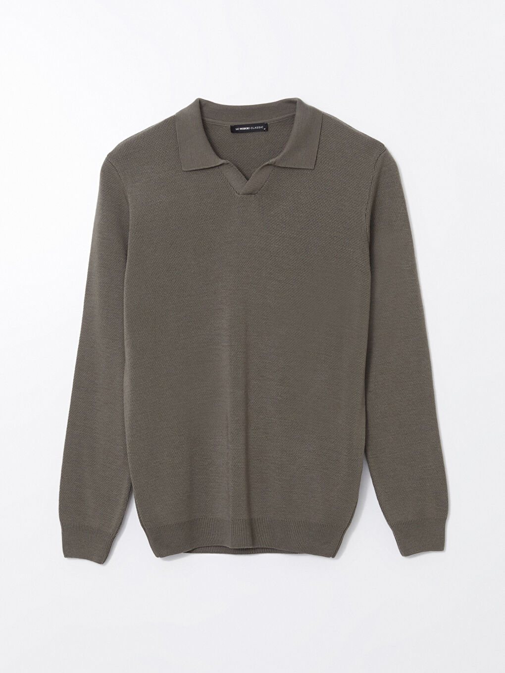 Polo Neck Long Sleeve Men's Tricot Sweater -W4M588Z8-R1D