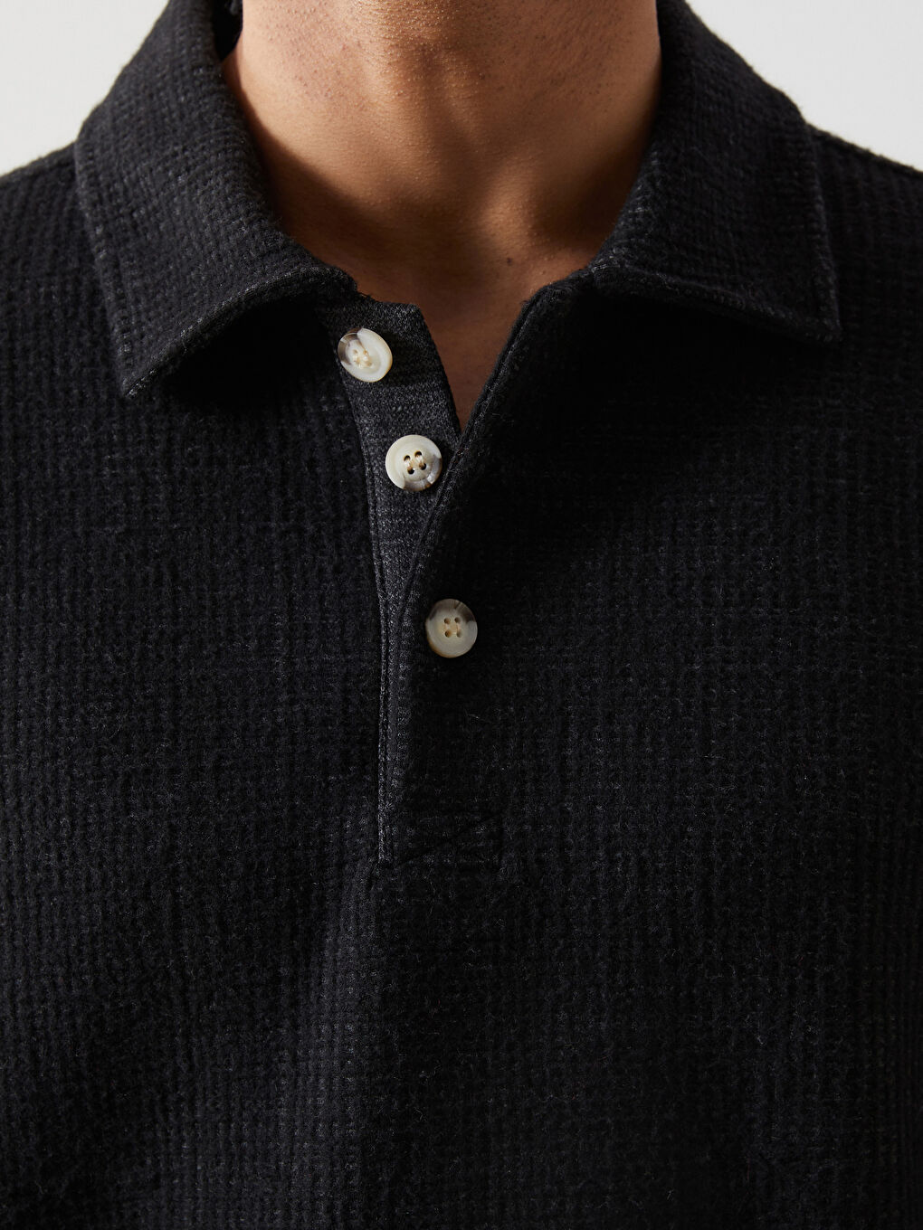 XSIDE Siyah Polo Yaka Uzun Kollu Erkek Sweatshirt - 2