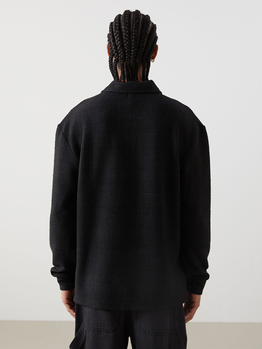 XSIDE Siyah Polo Yaka Uzun Kollu Erkek Sweatshirt - 3