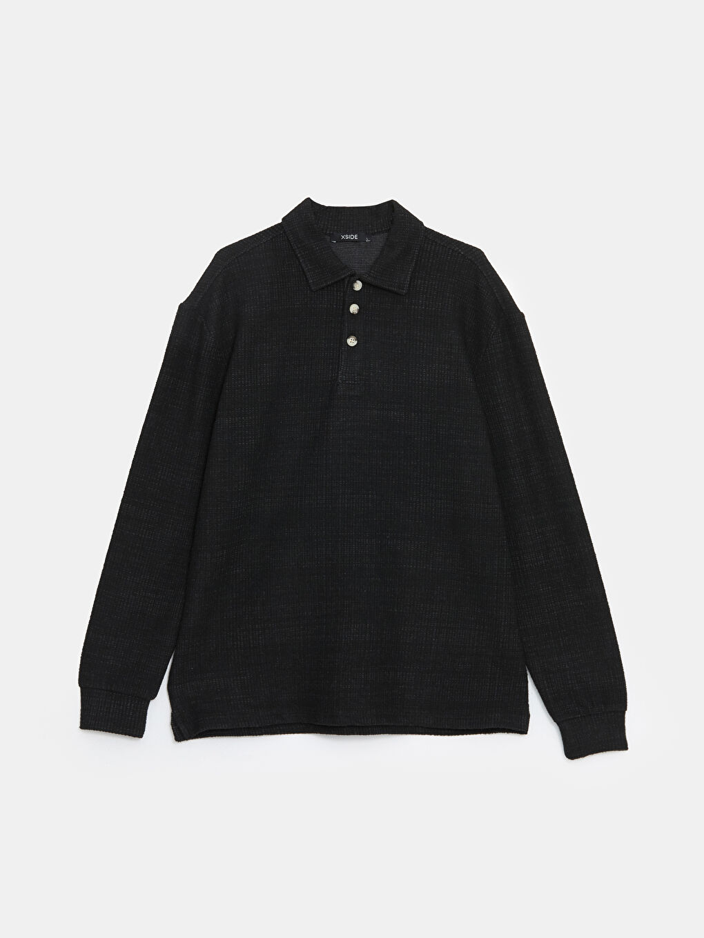 XSIDE Siyah Polo Yaka Uzun Kollu Erkek Sweatshirt - 4