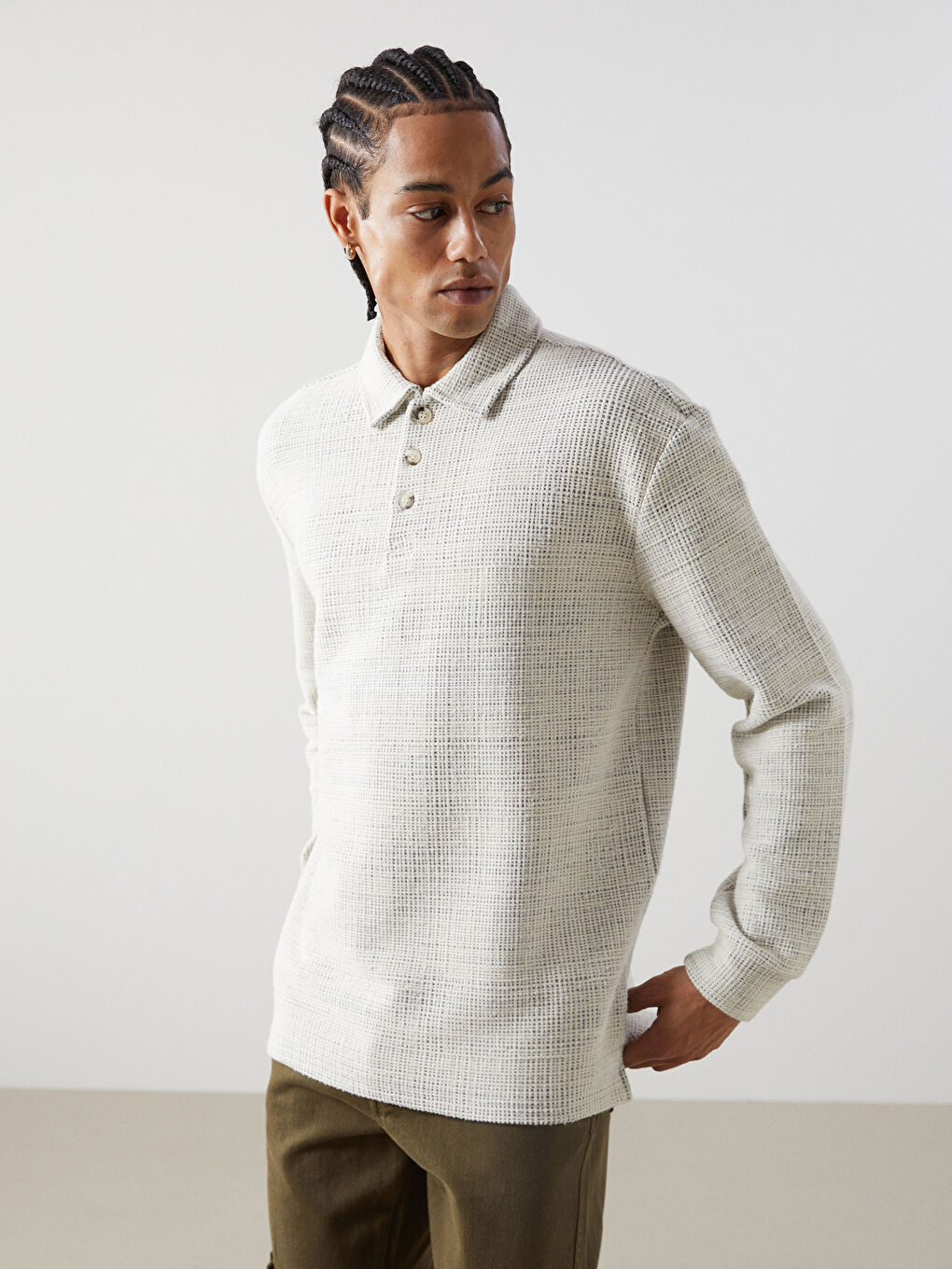 XSIDE Antrasit Polo Yaka Uzun Kollu Erkek Sweatshirt
