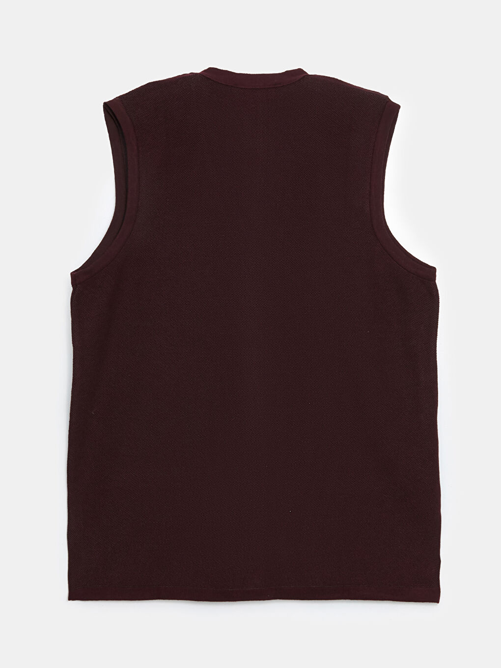 Bordo Standart Kalıp V Yaka Erkek Triko Yelek-5