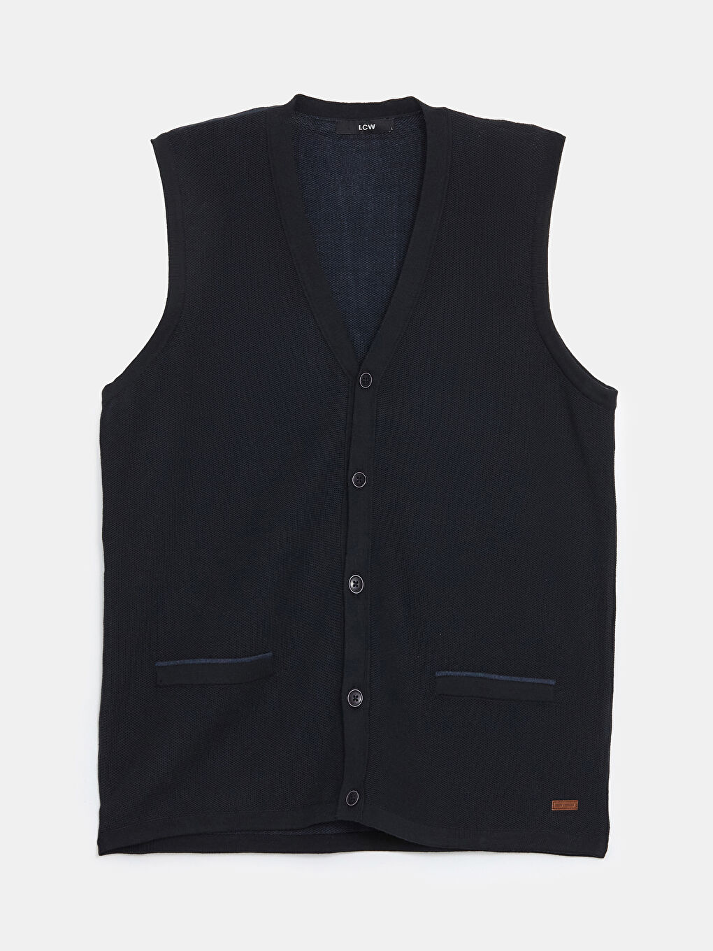 Lacivert Standart Kalıp V Yaka Erkek Triko Yelek-4