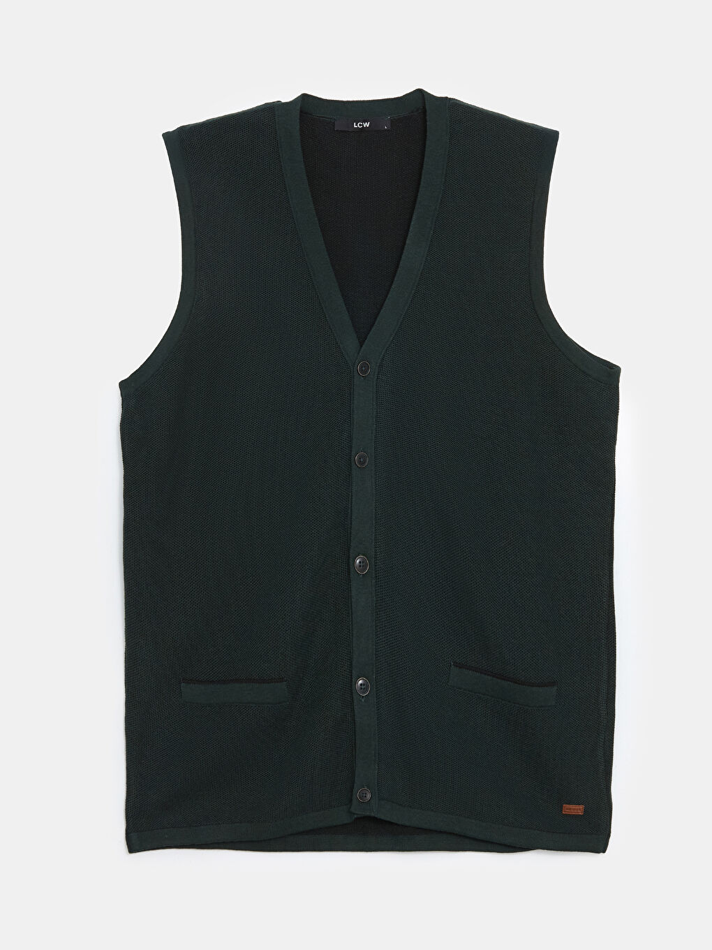 Yeşil Standart Kalıp V Yaka Erkek Triko Yelek-4