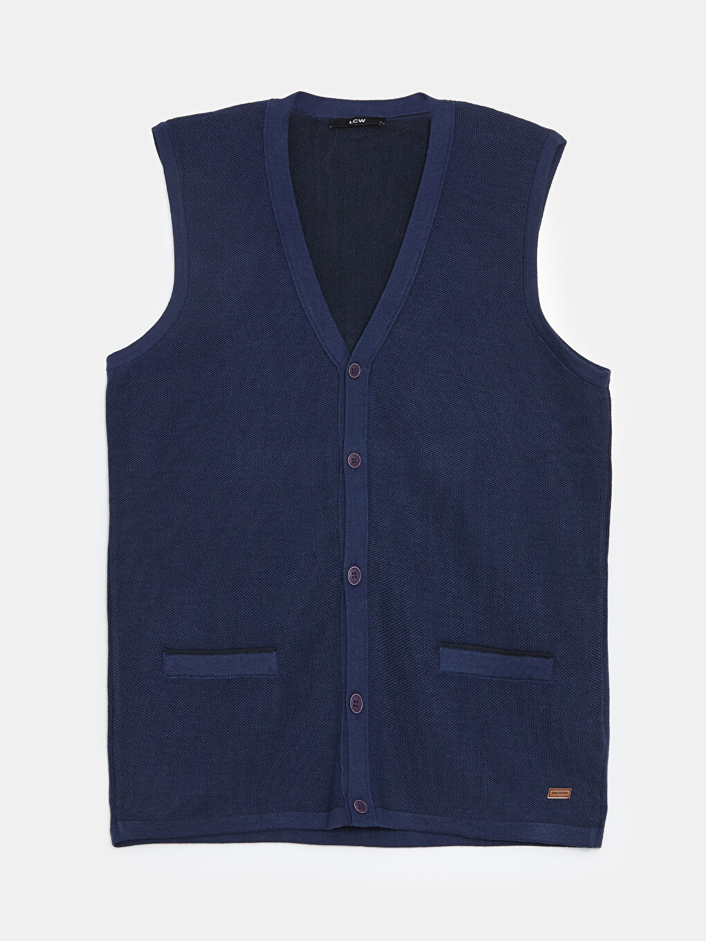 Mavi Standart Kalıp V Yaka Erkek Triko Yelek-4