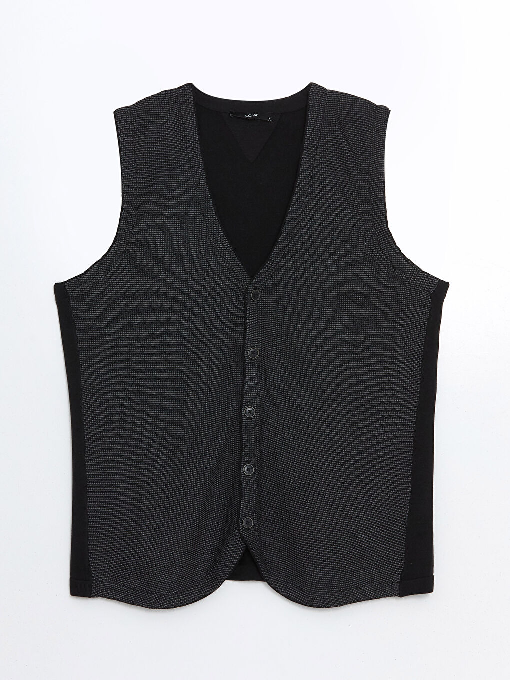 Siyah Standart Kalıp V Yaka Erkek Triko Yelek-4