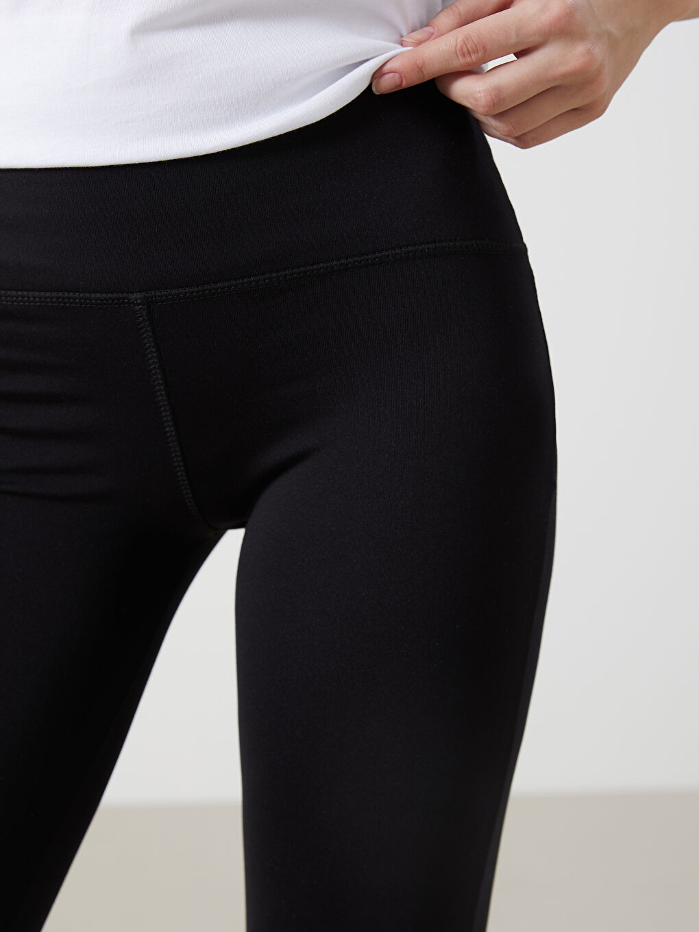 Siyah Beli Lastikli İspanyol Paça Kadın Tayt Pantolon-2