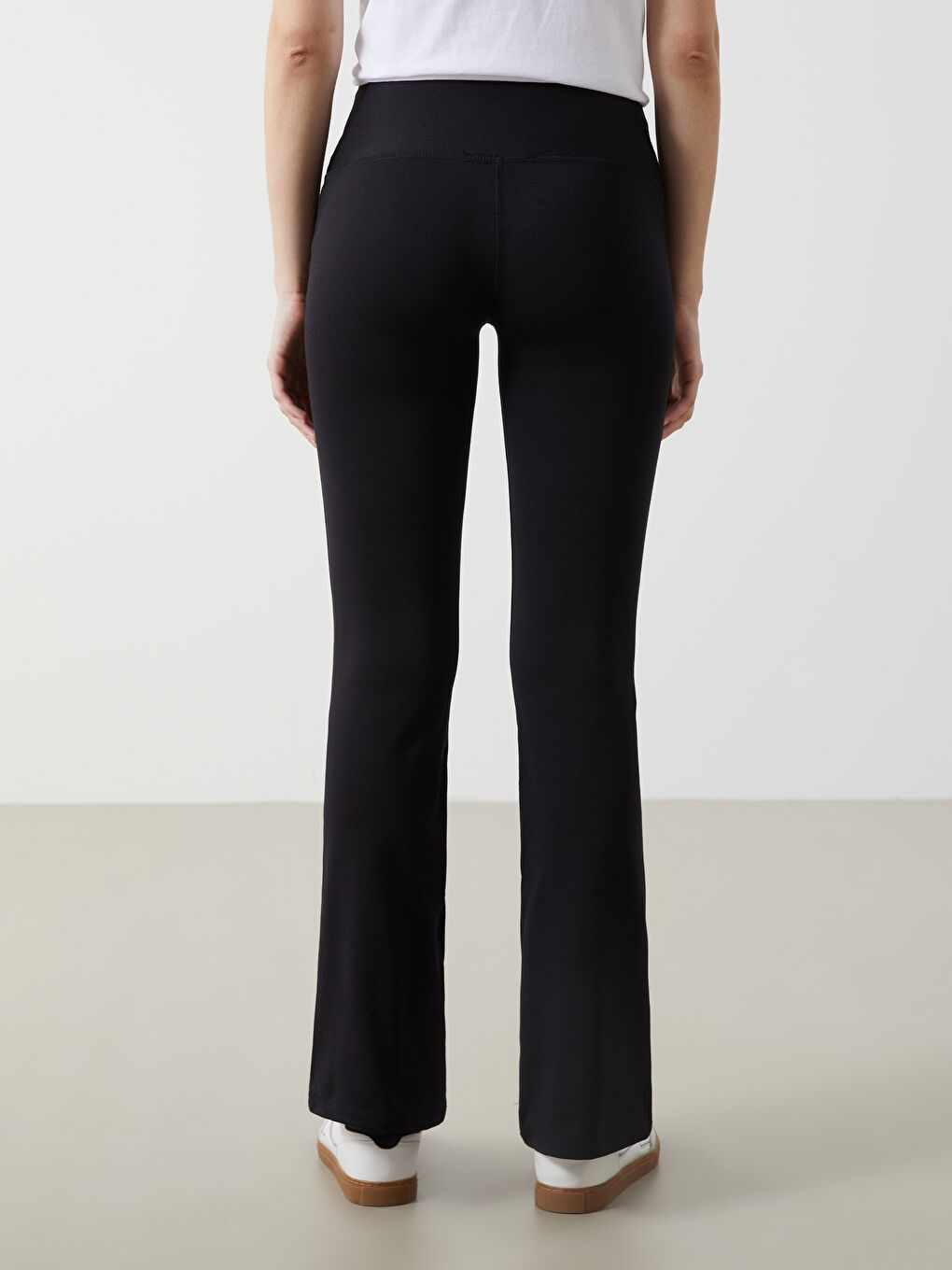 Siyah Beli Lastikli İspanyol Paça Kadın Tayt Pantolon-3