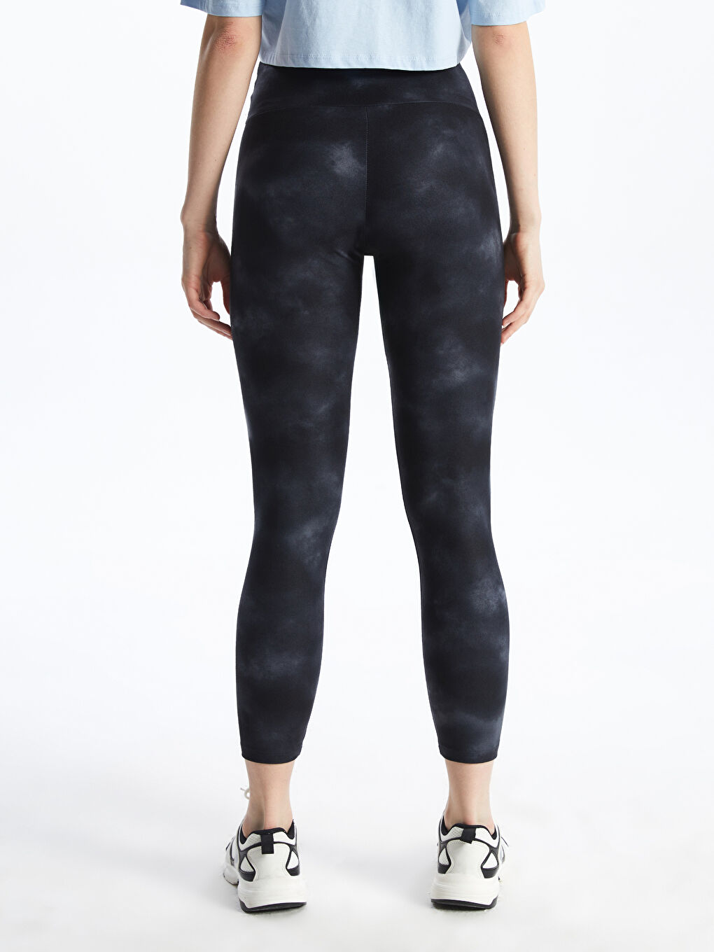 Siyah Beli Lastikli Batik Desenli Kadın Spor Tayt-3