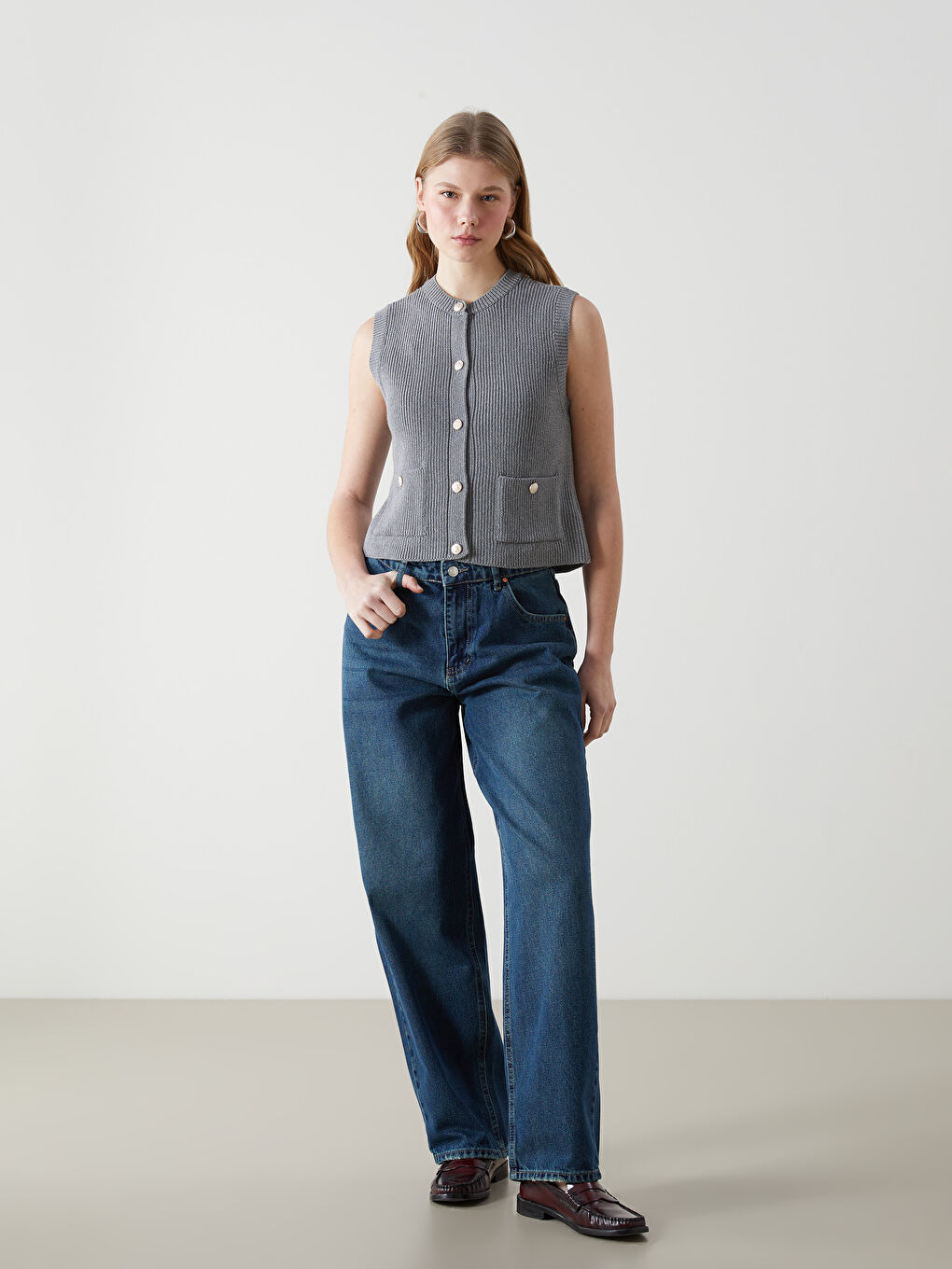 XSIDE Crew Neck Women's Knitwear Waistcoat -W4M615Z8-ZFW