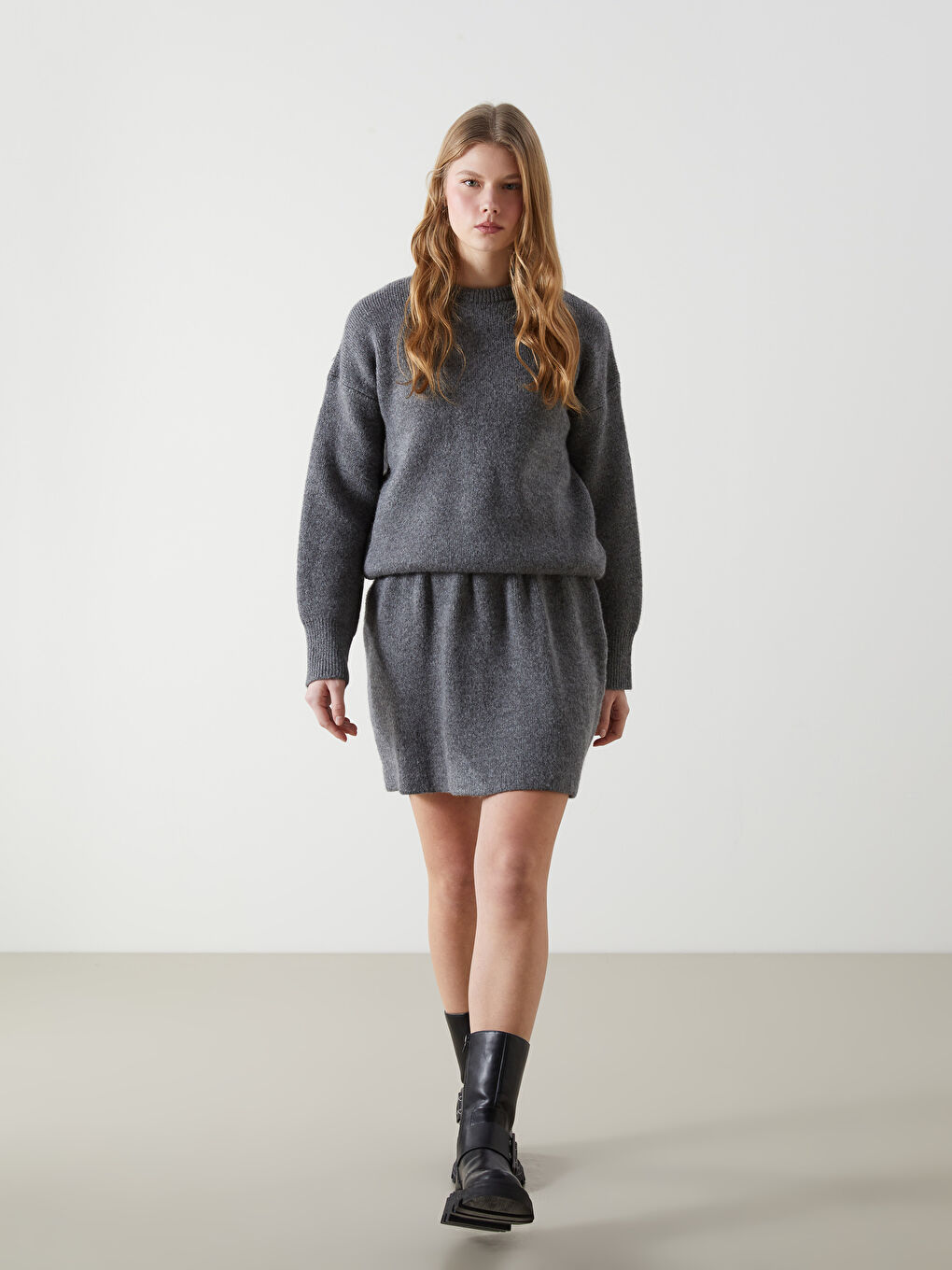 Elasticated Waist Women's Knitwear Skirt -W4M617Z8-VDL