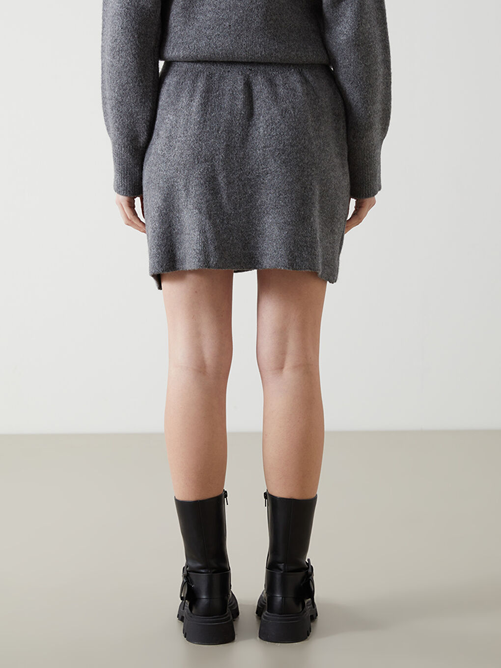 Elasticated Waist Women's Knitwear Skirt -W4M617Z8-VDL