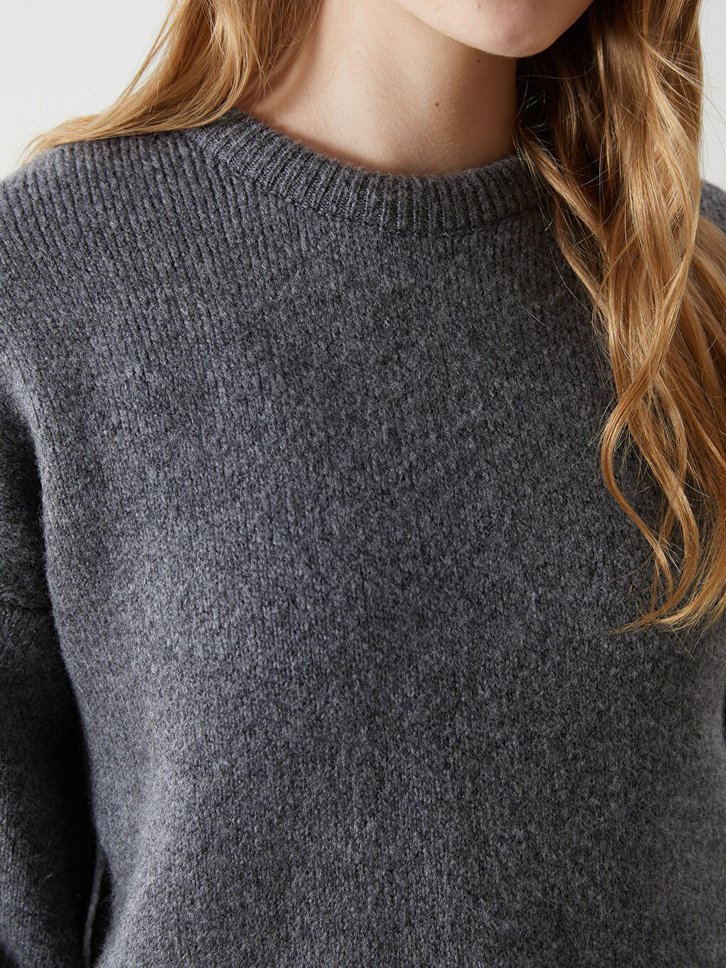 Crew Neck Straight Long Sleeve Oversize Women's Knitwear Sweater -W4M618Z8-VDL