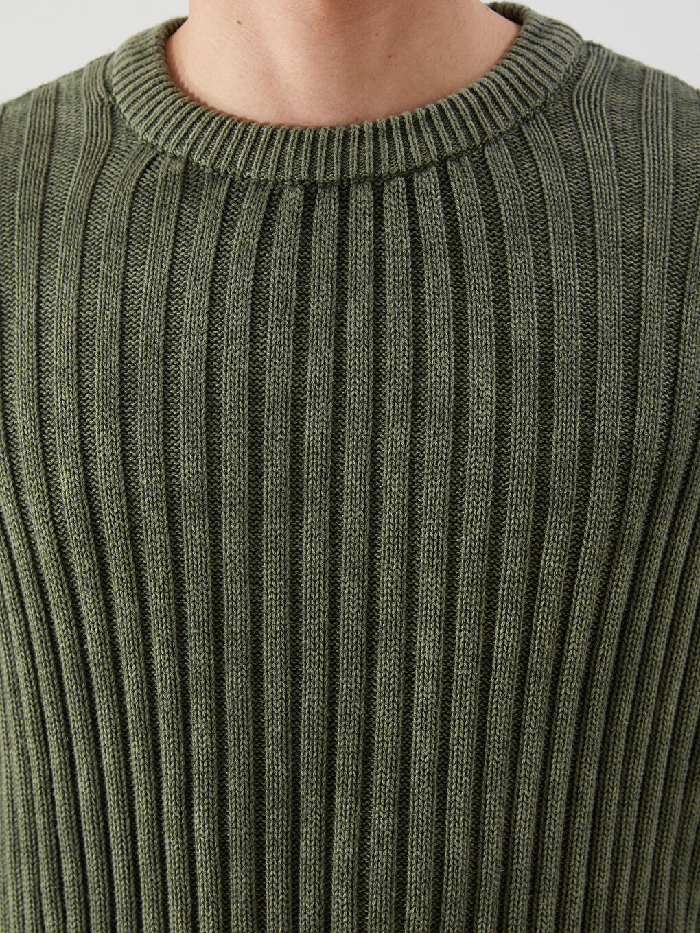 Haki Bisiklet Yaka Erkek Triko Kazak-2